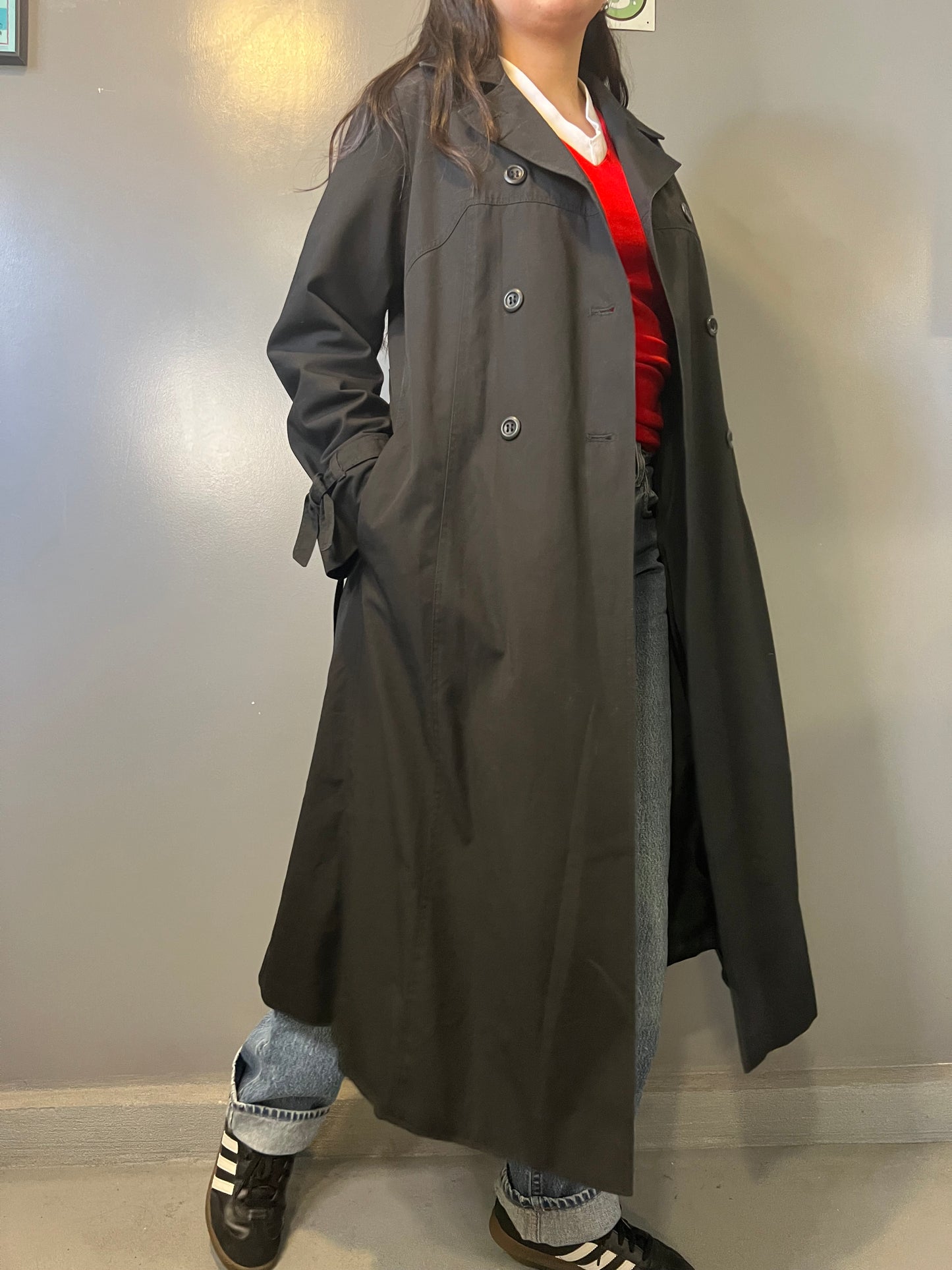 90's Roth-Le Cover Sport Black Trench Coat - S/M