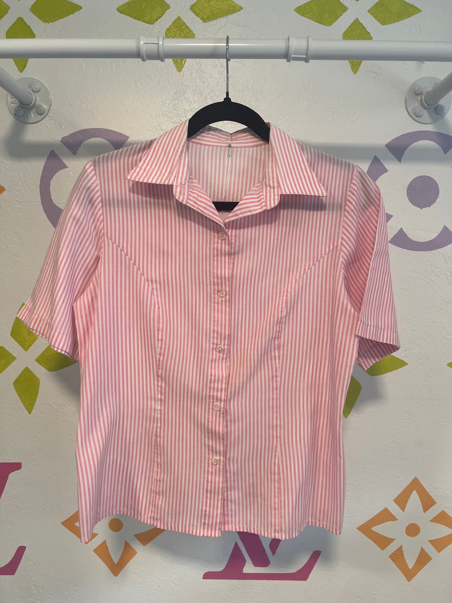 90's Striped Button-Up - S/M