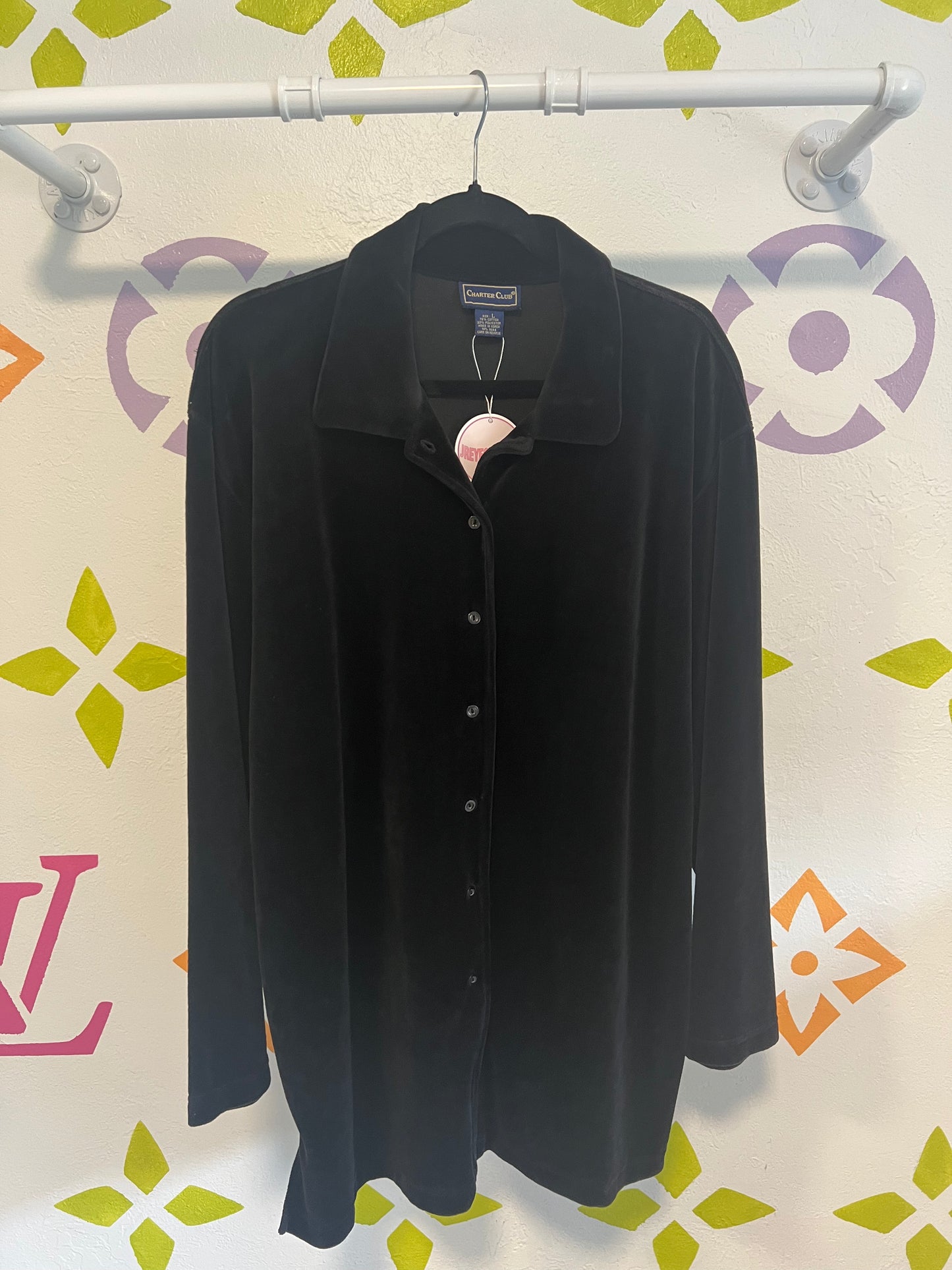 90's Velvet Button-Up - L/XL