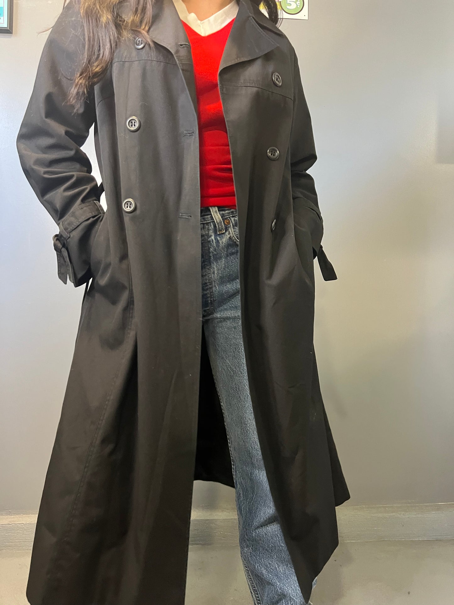90's Roth-Le Cover Sport Black Trench Coat - S/M