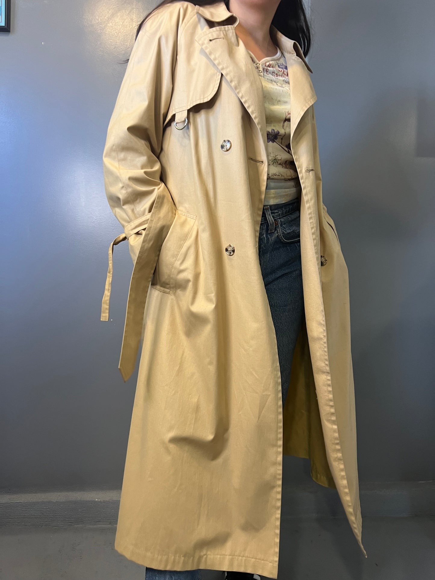 London Fog Double-Breasted Trench Coat - M/L