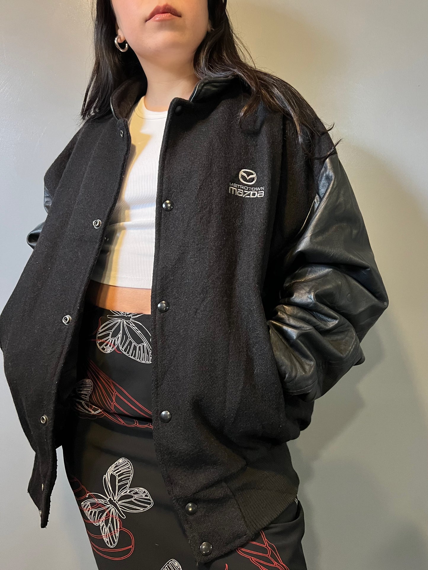 90's Mazda Wool + Leather Varsity Jacket - XL