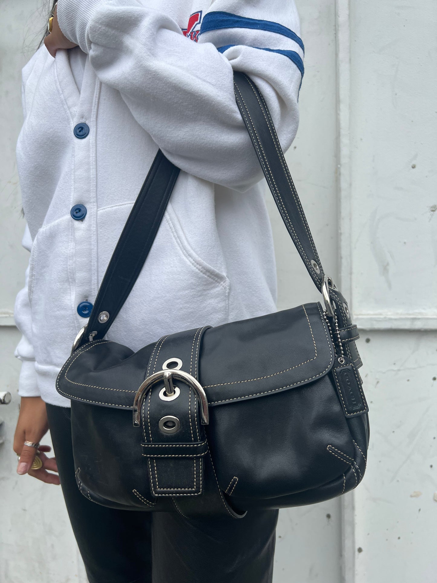'05 COACH Leather Handbag - Black