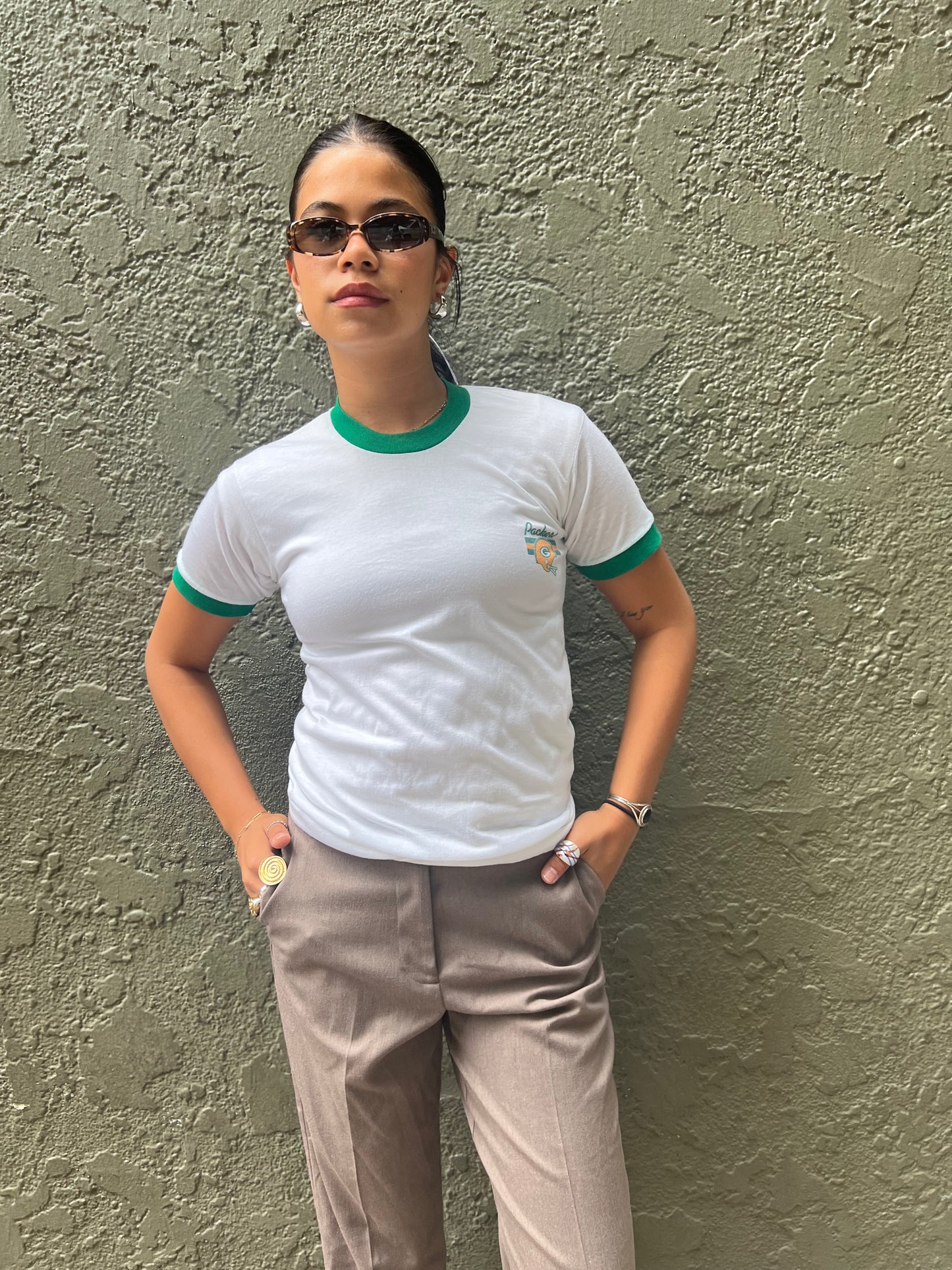 70's Green Bay Packers Ringer Tee - M/L