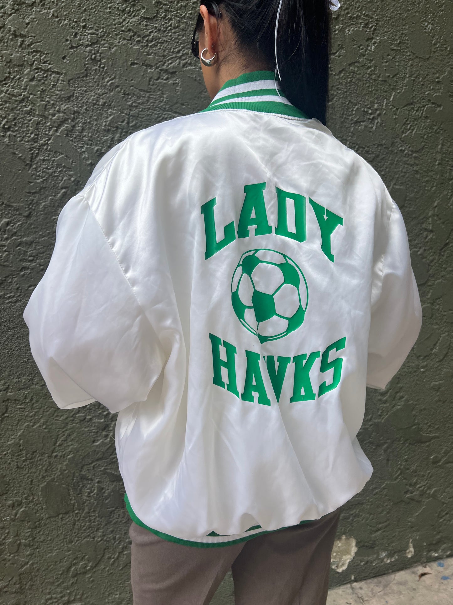 80's Lady Hawks Varsity Nylon Jacket - M/L