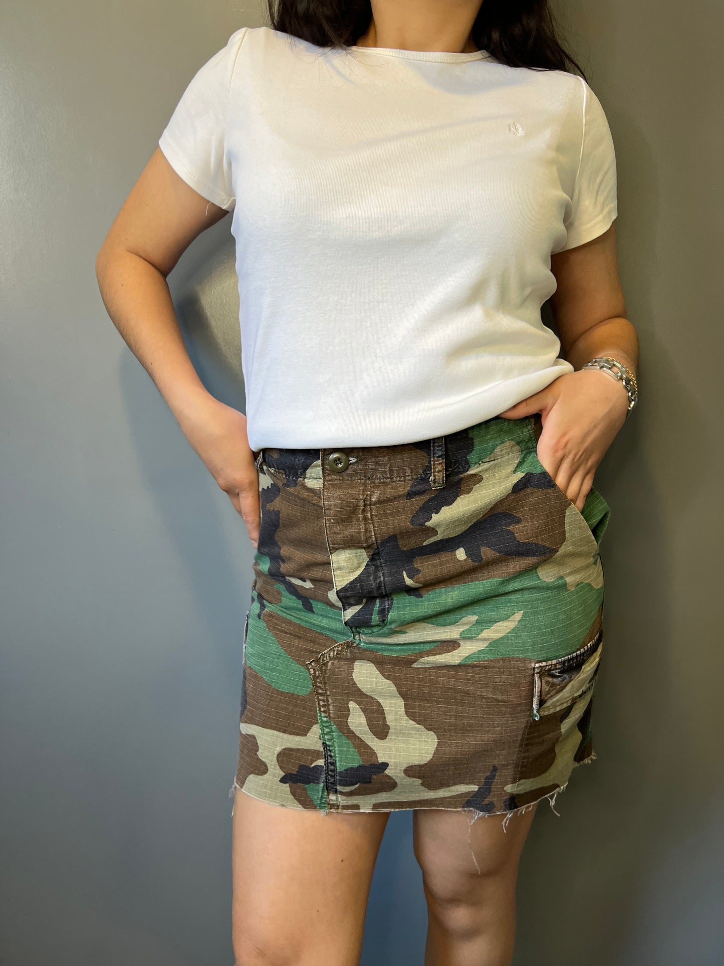 Camo Cargo Mini Skirt - 28"