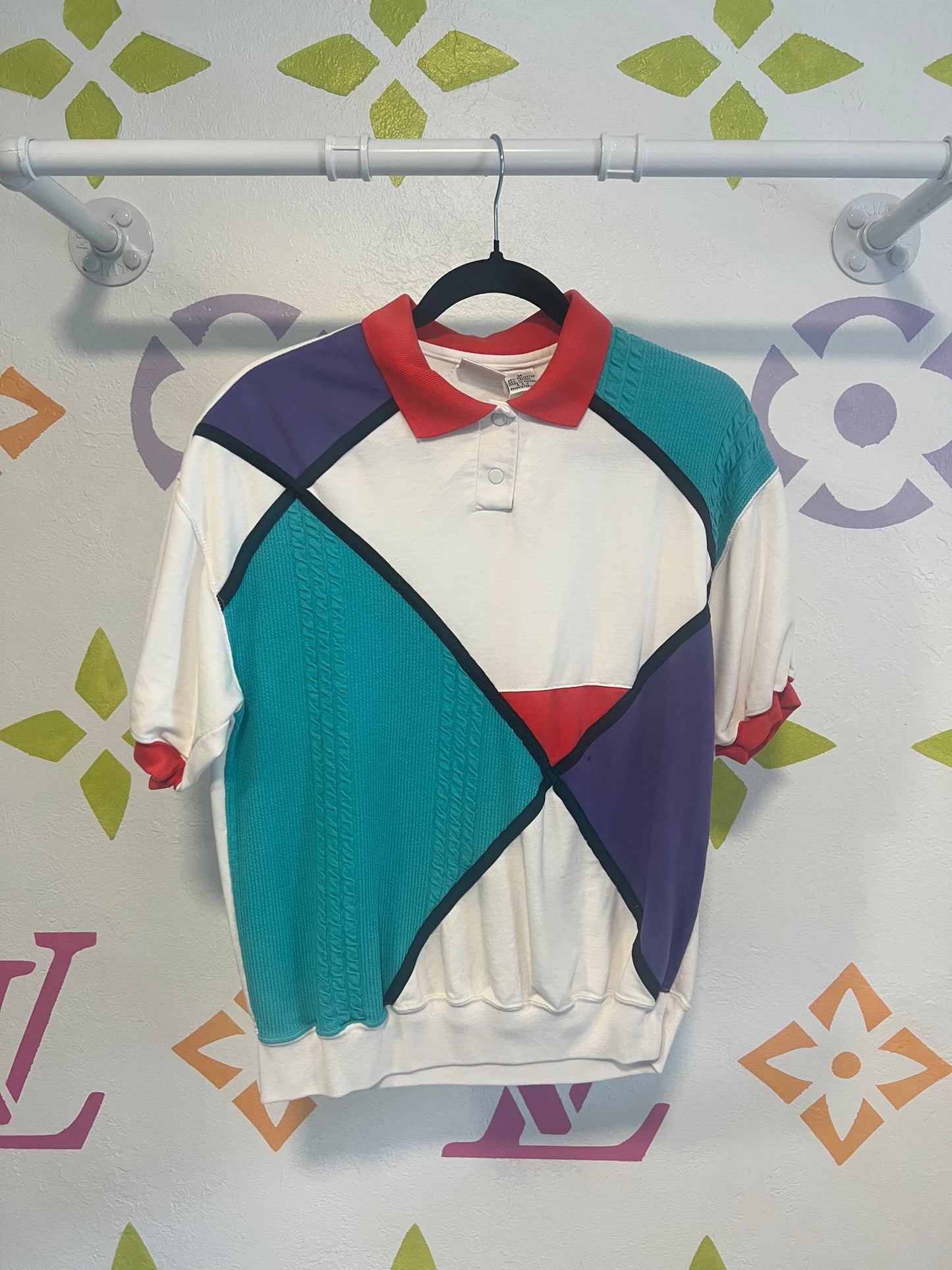 80's Bay Club Colorblock Top - M