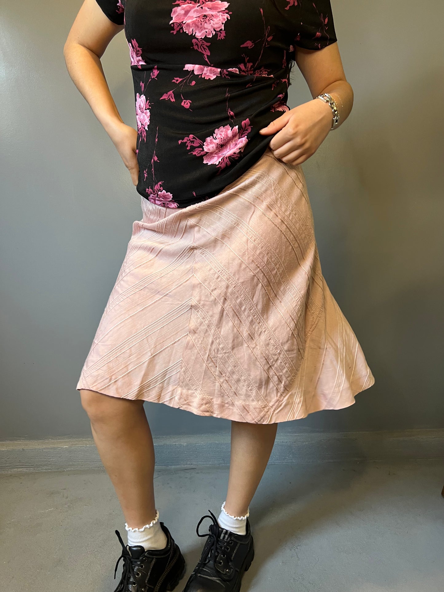 Pink Ruffle Midi Skirt - 28"