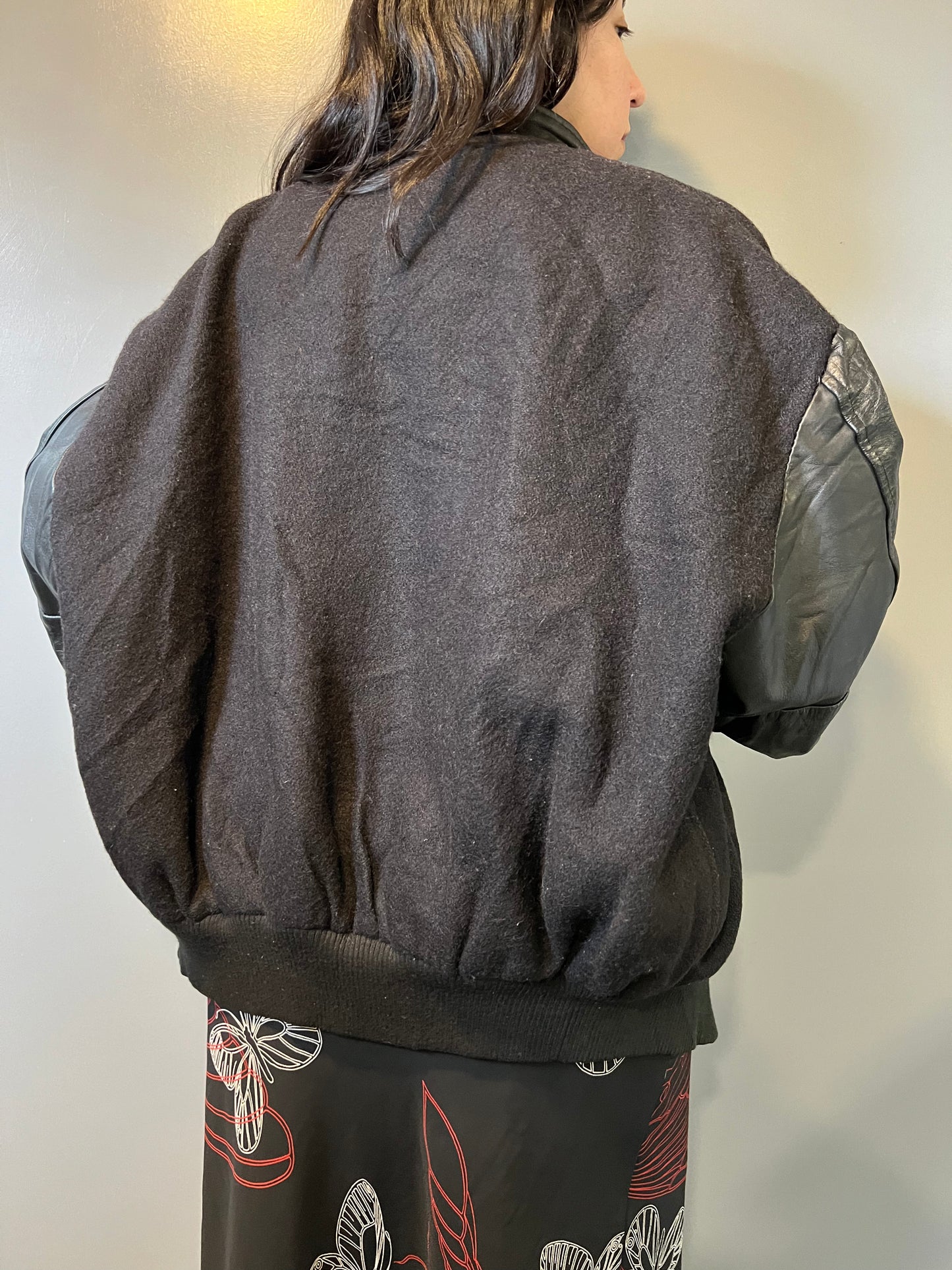 90's Mazda Wool + Leather Varsity Jacket - XL