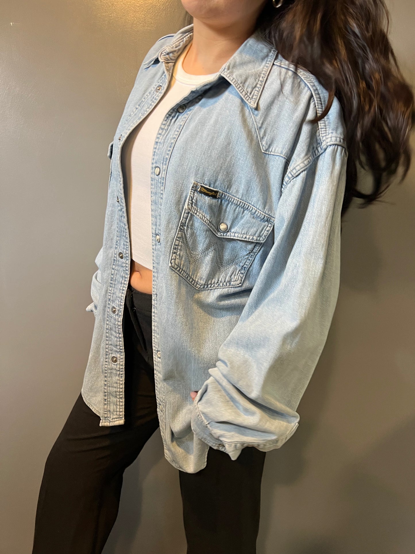 70's Wrangler Denim Button Up - M/L