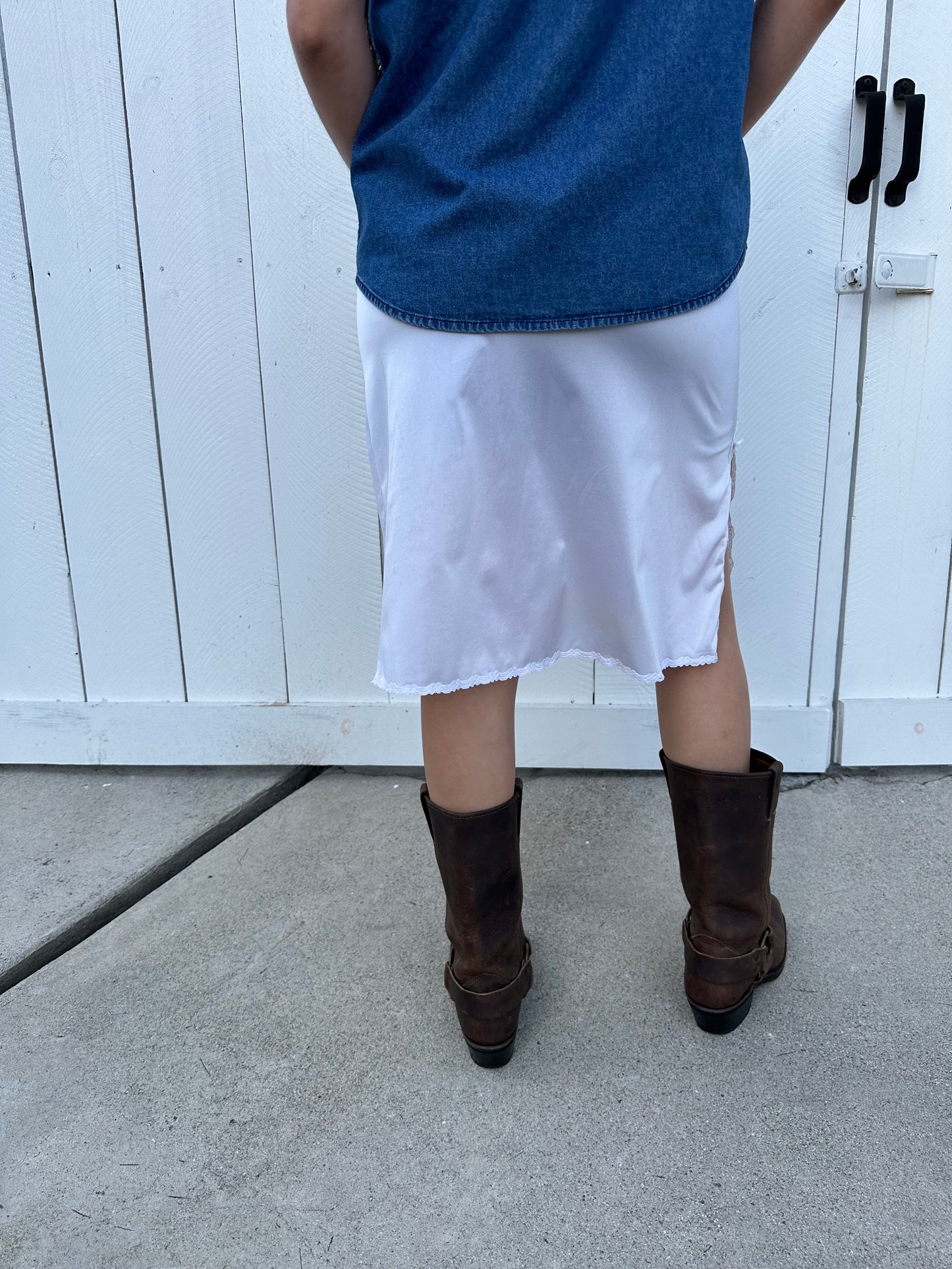 White Lace Slip Skirt - S/M
