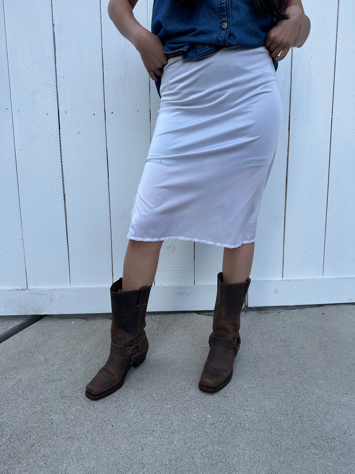 White Lace Slip Skirt - S/M
