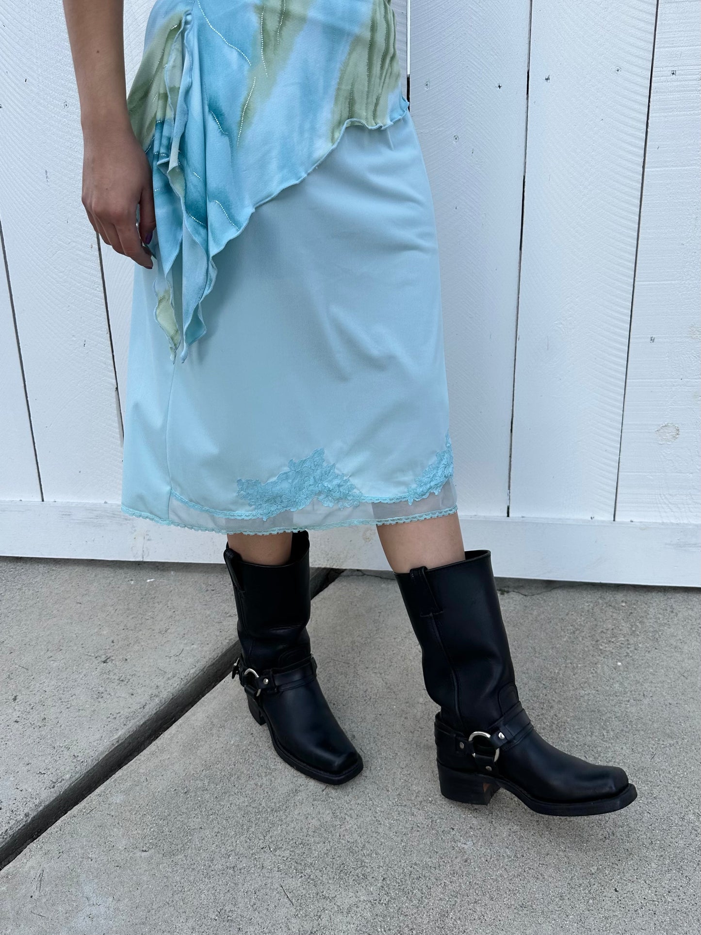 Teal Lace Slip Skirt - XS/S
