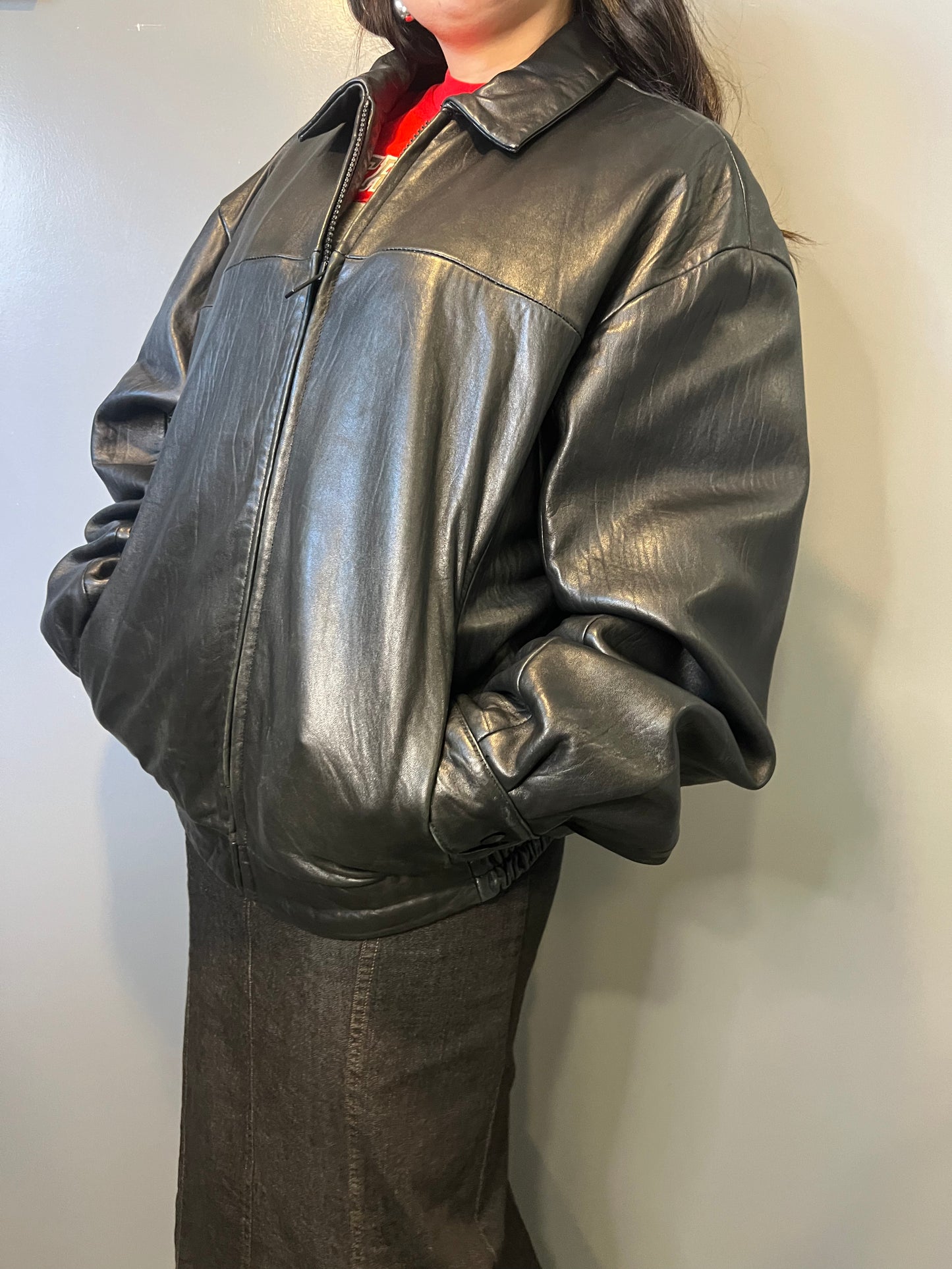 90's Wilsons Pelle Studio Leather Bomber Jacket - L