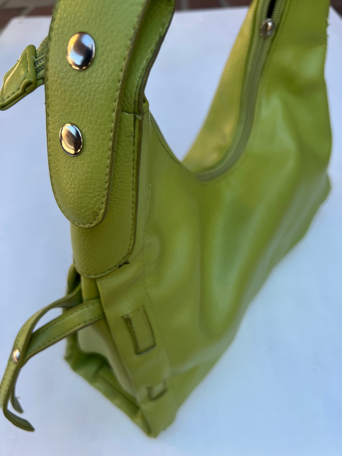 Leather Shoulder Bag - Green