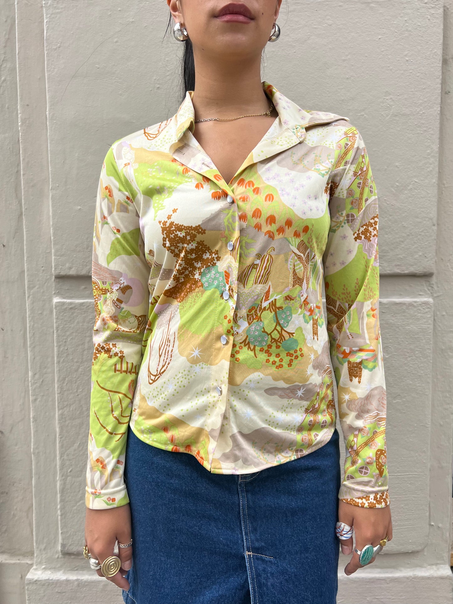 70's Mad House Printed Top - M