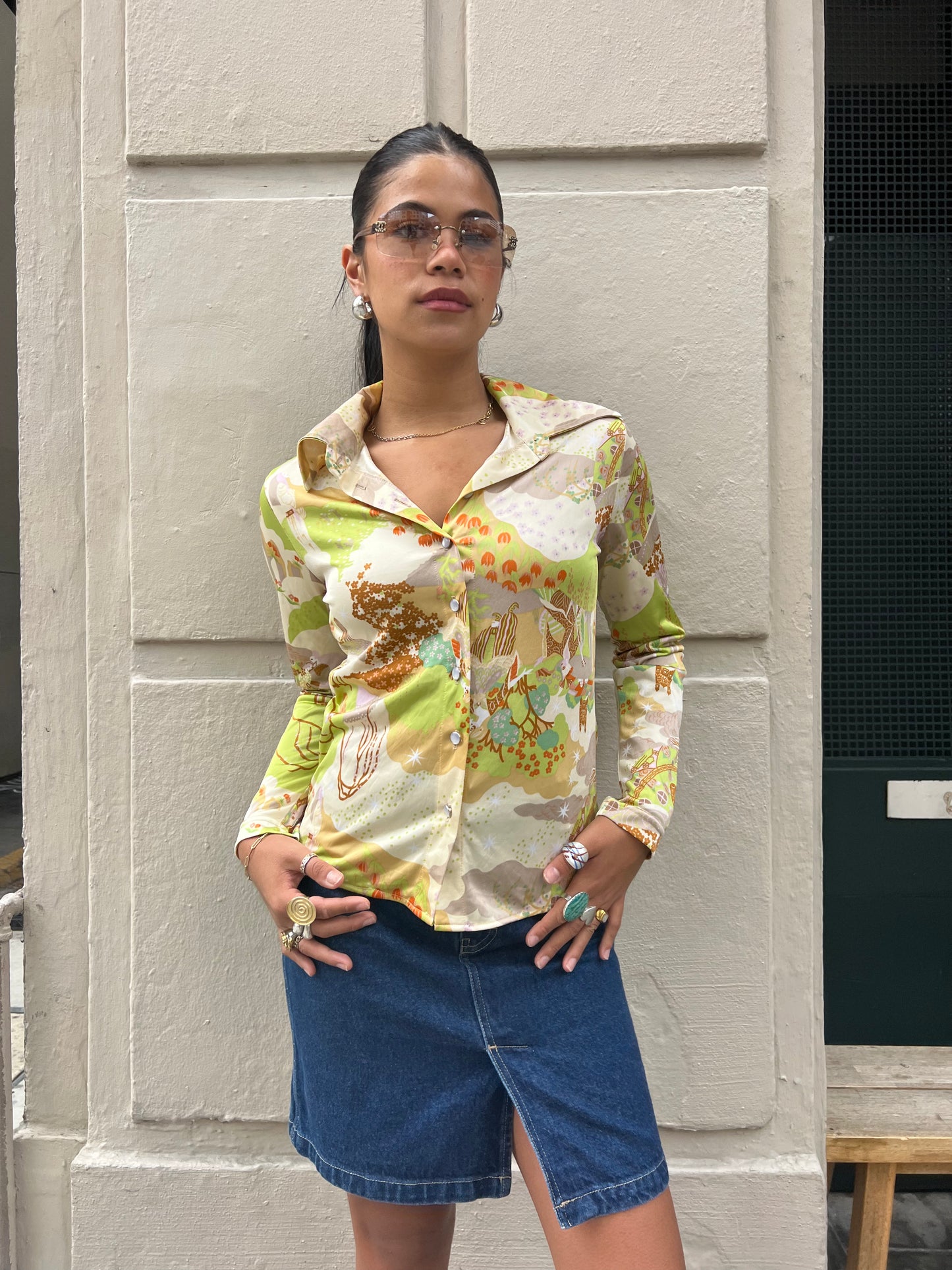 70's Mad House Printed Top - M
