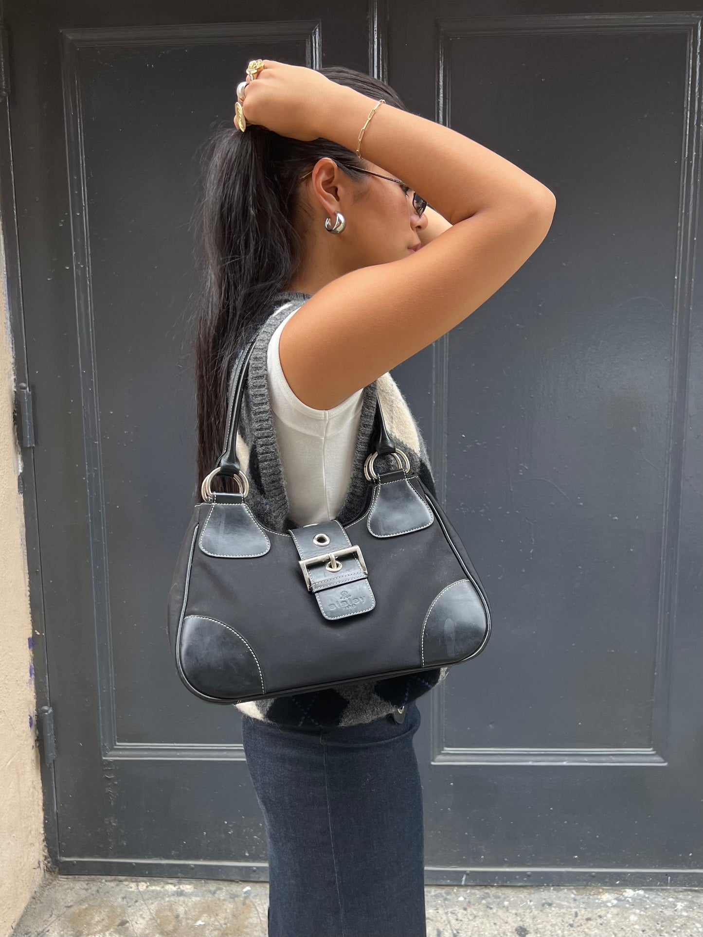 Sisley Paris Leather Handbag - Black