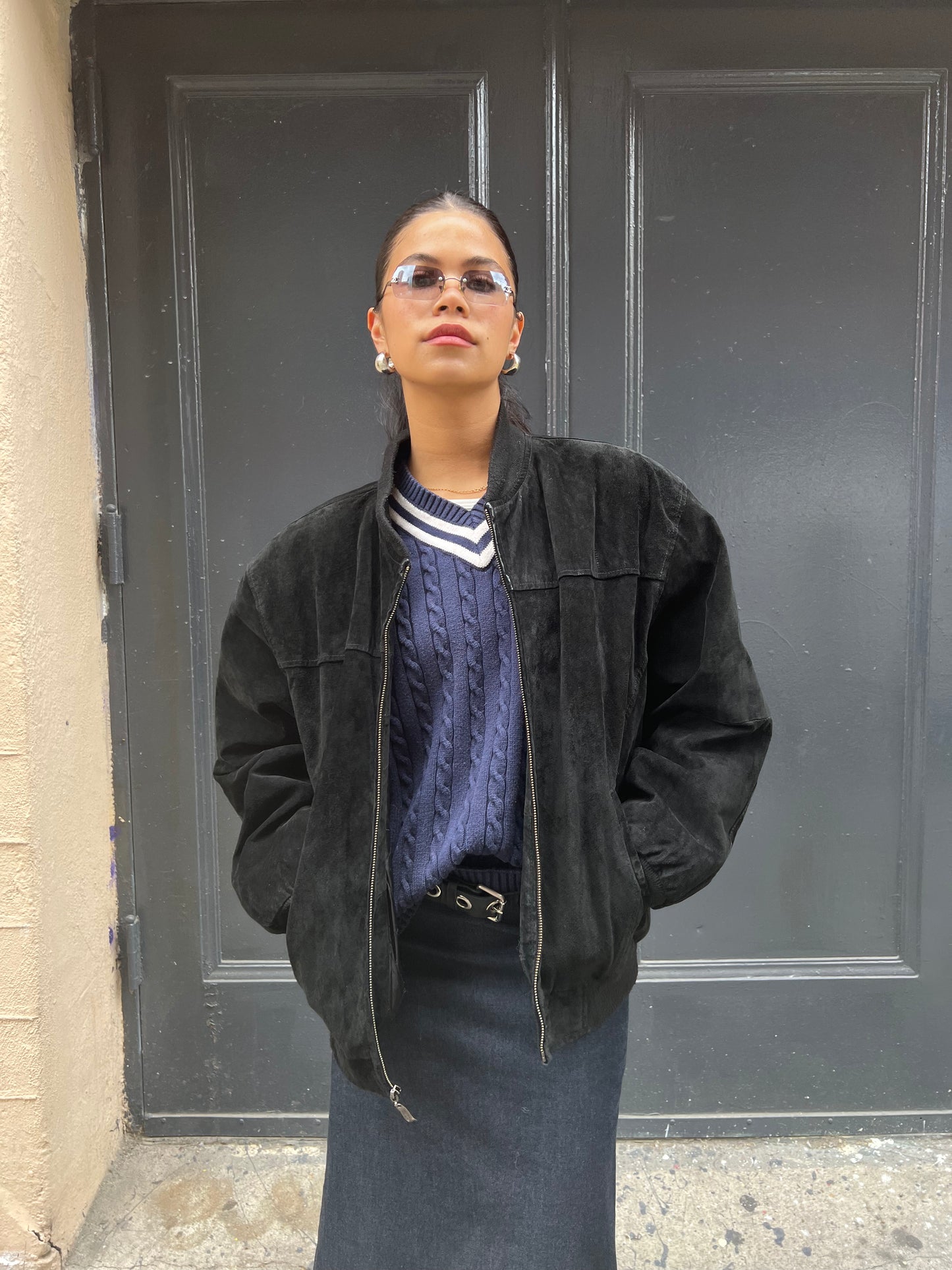 USA Leather Suede Jacket - L