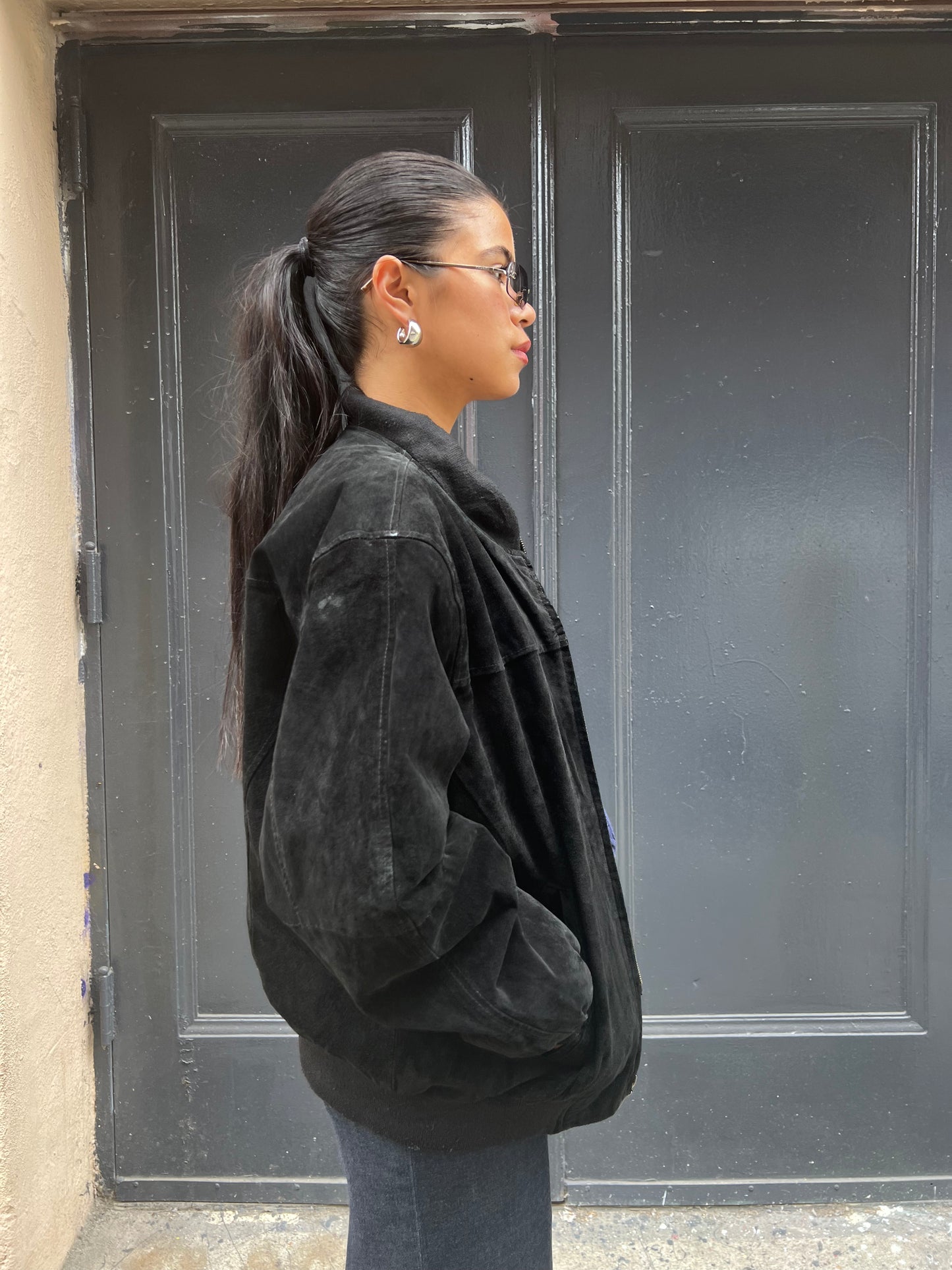 USA Leather Suede Jacket - L