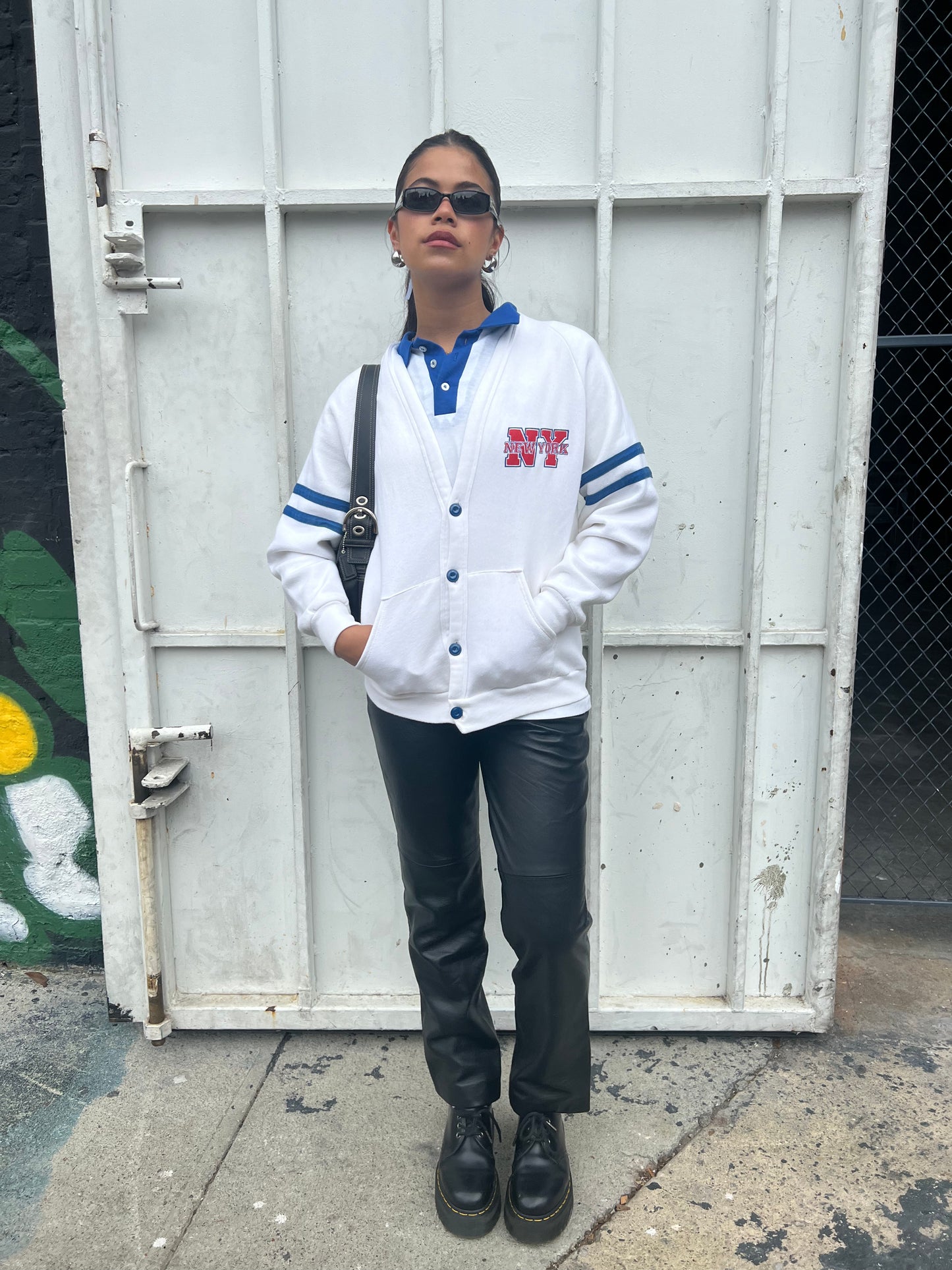 80's Russell New York Varsity Cardigan - L