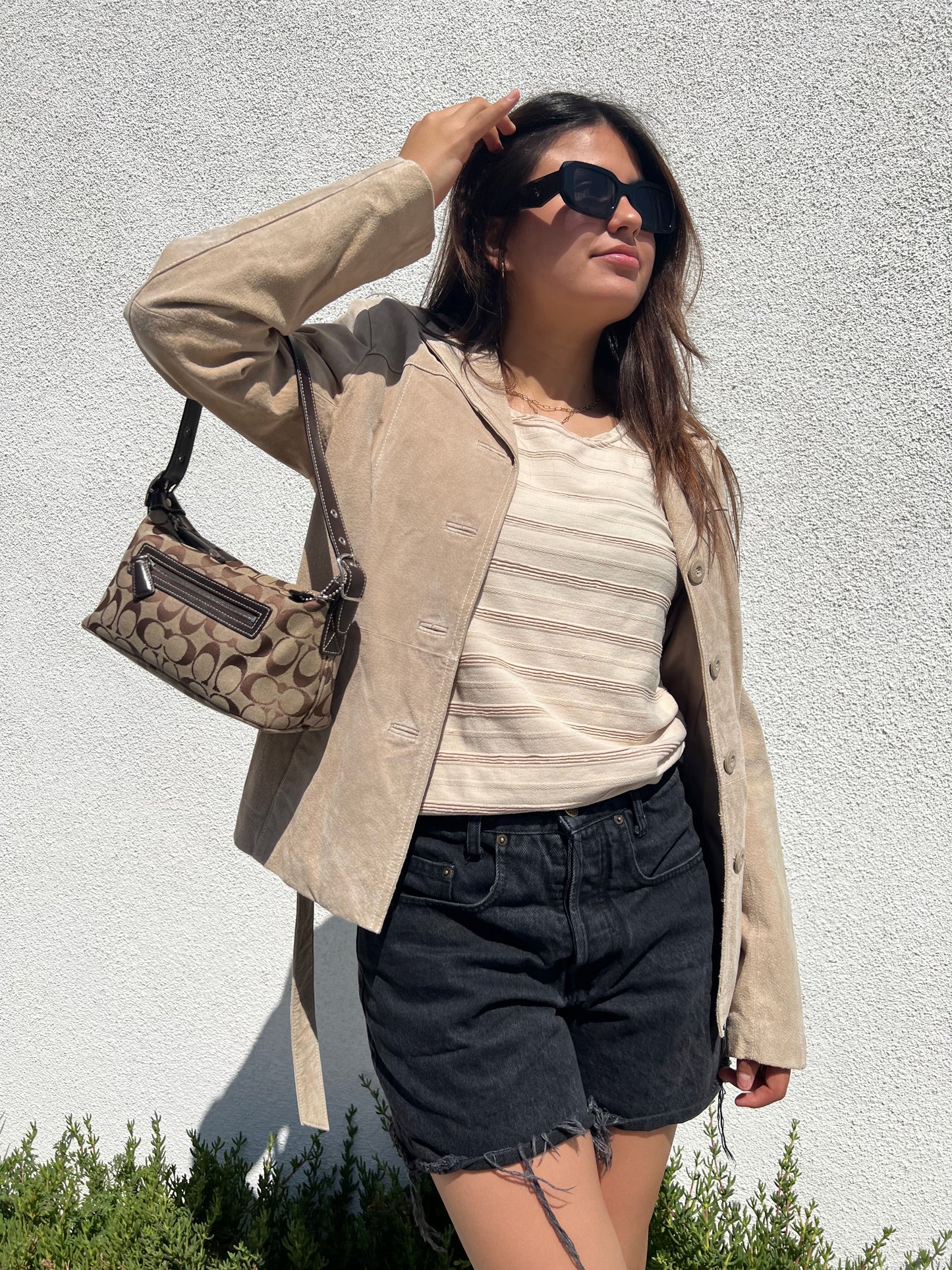 '04 COACH Signature Canvas Handbag - Khaki