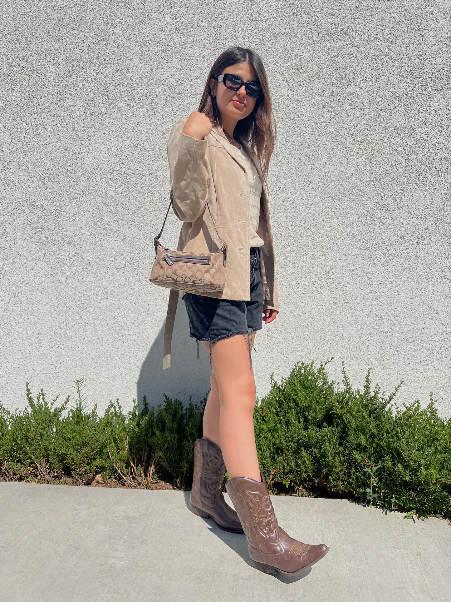 '04 COACH Signature Canvas Handbag - Khaki