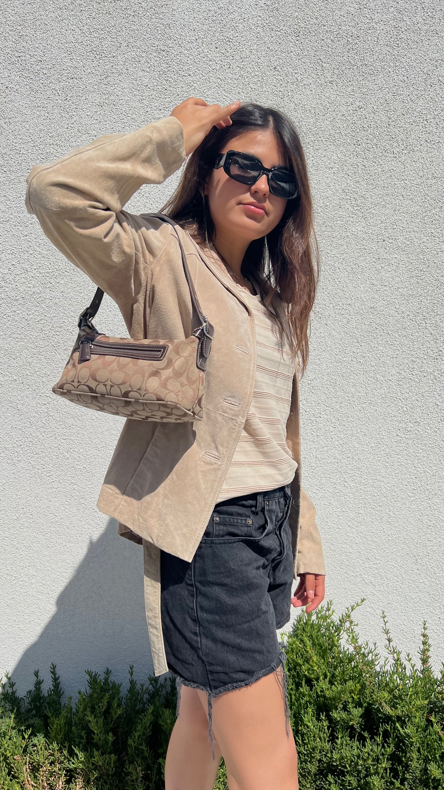 '04 COACH Signature Canvas Handbag - Khaki