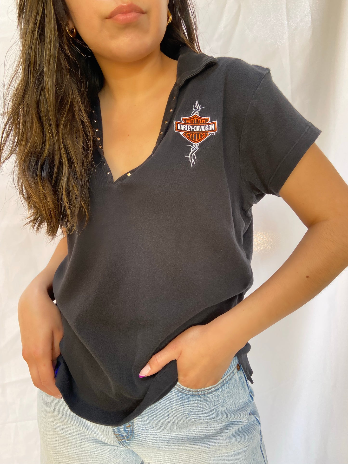 Black Harley Girl Polo Top