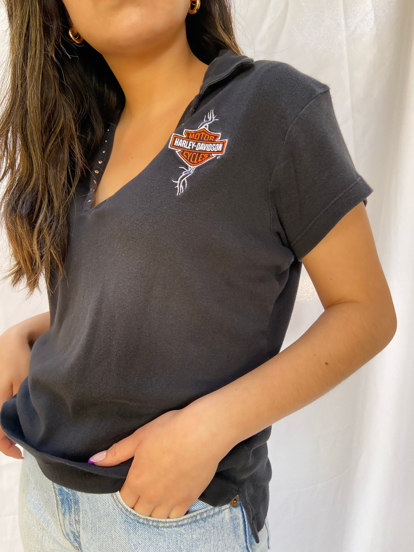 Black Harley Girl Polo Top