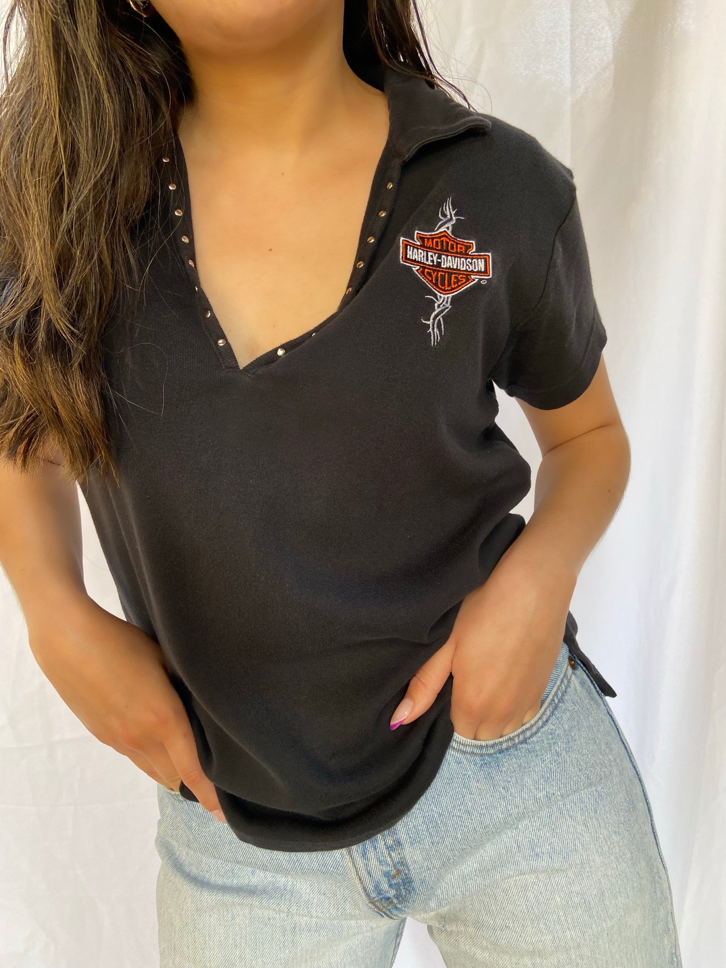 Black Harley Girl Polo Top