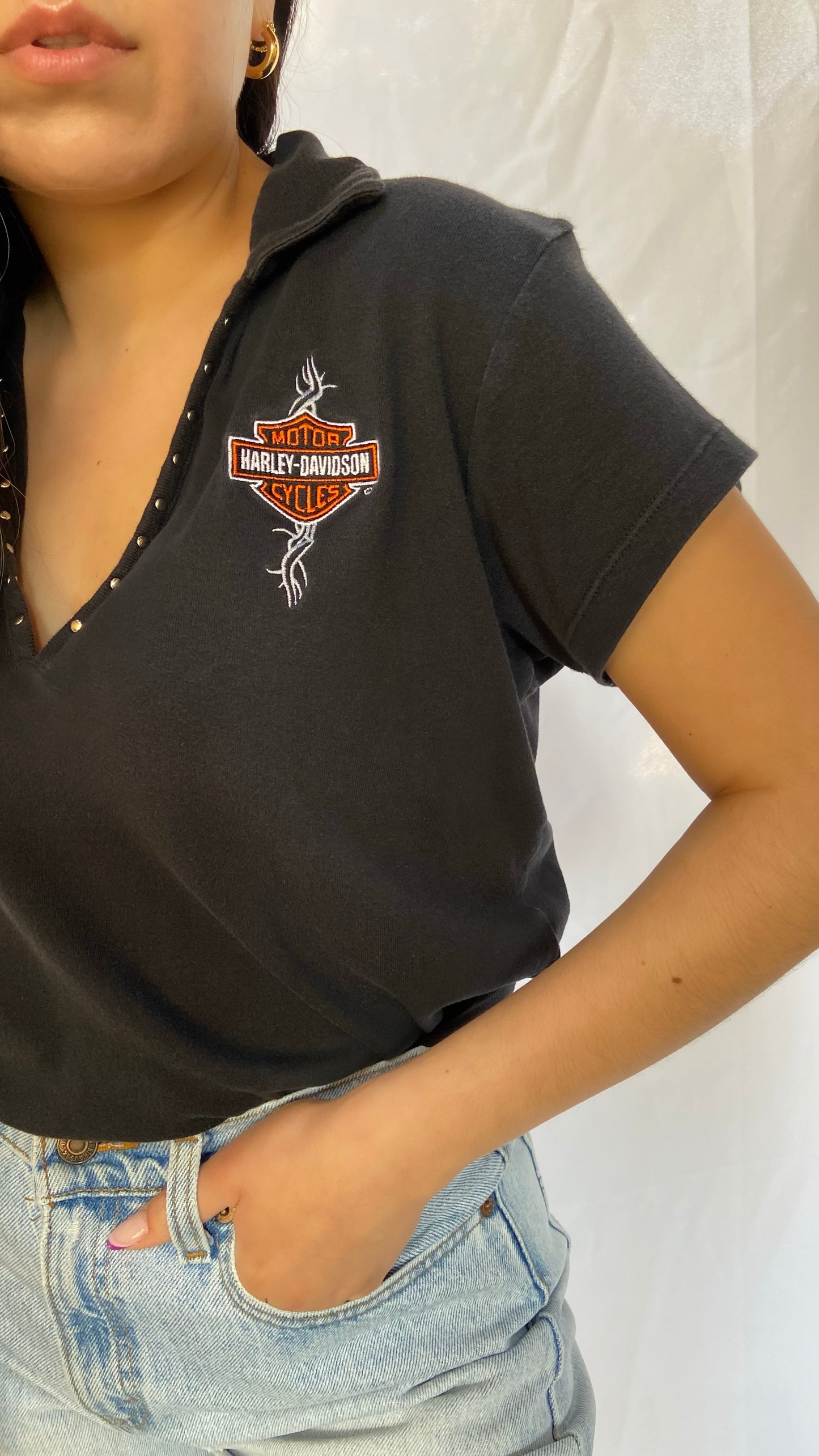Black Harley Girl Polo Top