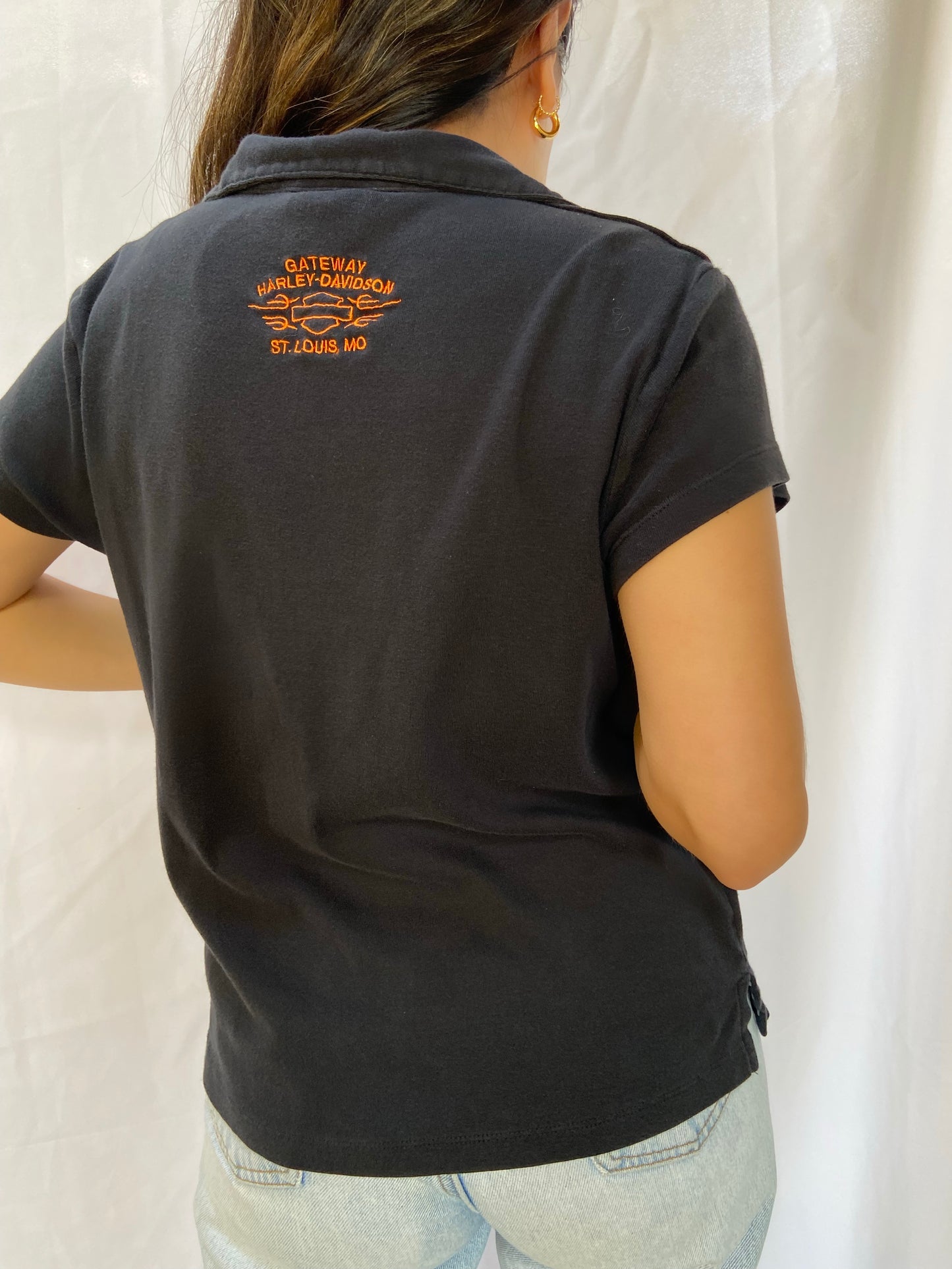 Black Harley Girl Polo Top