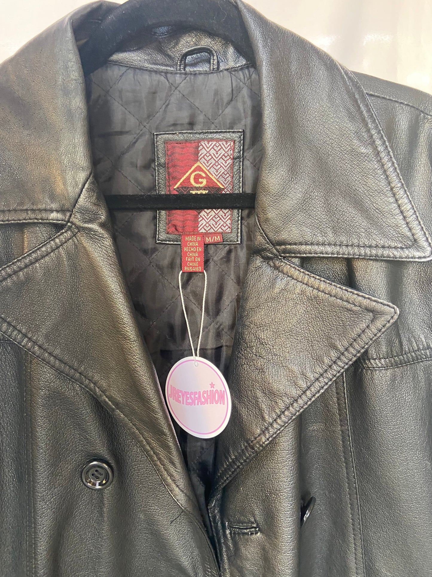 Black G3 Double Breasted Leather Jacket - Medium
