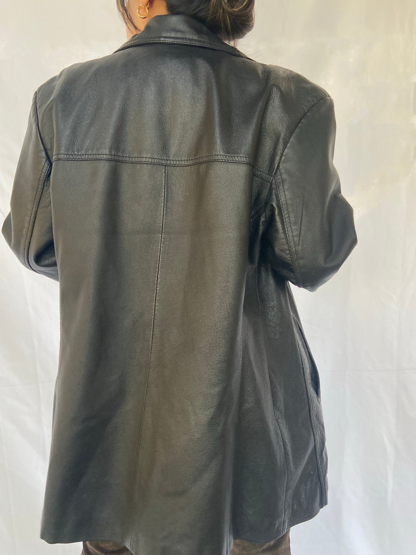 Black G3 Double Breasted Leather Jacket - Medium
