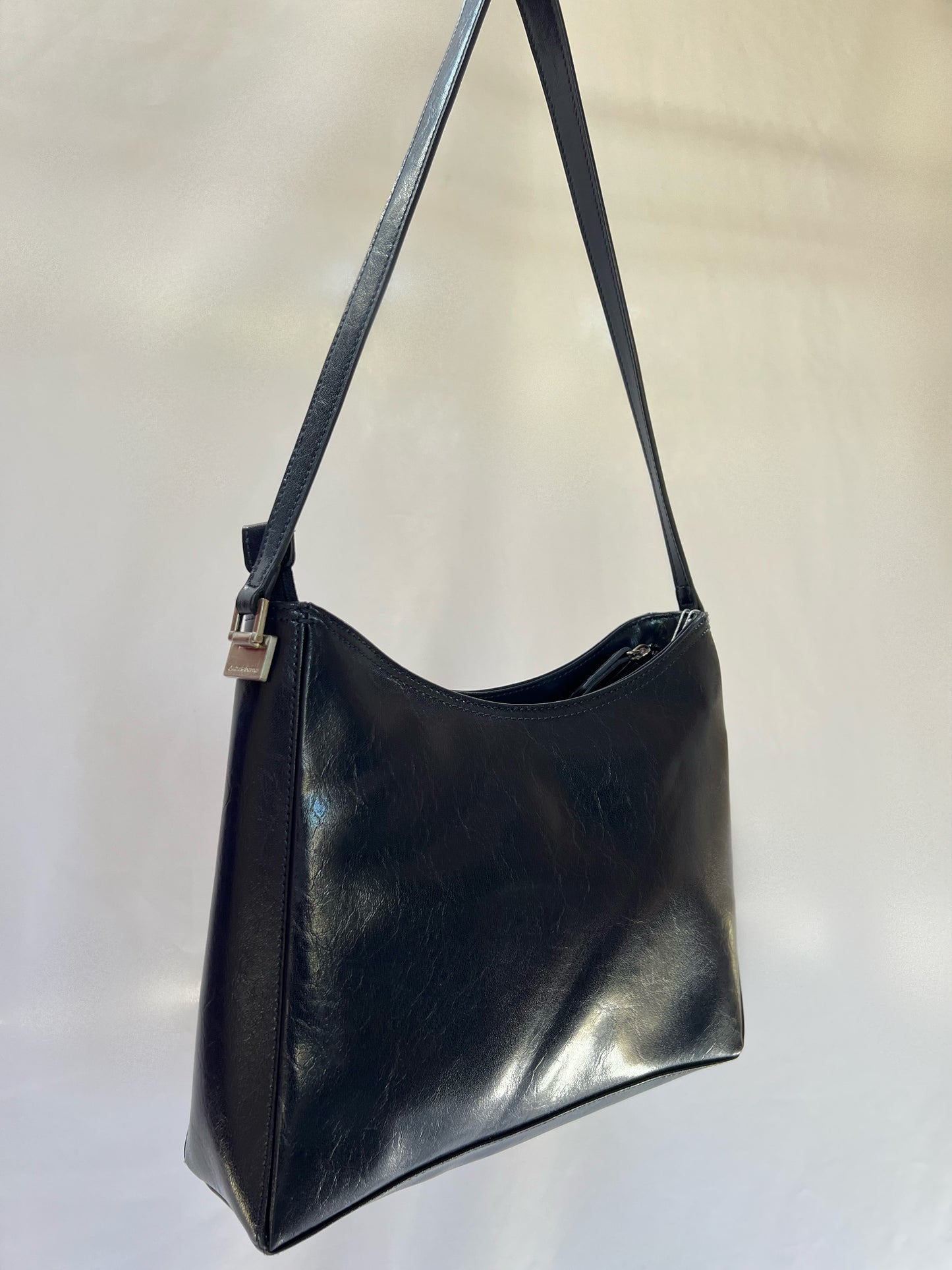 Blue Leather Shoulder Bag