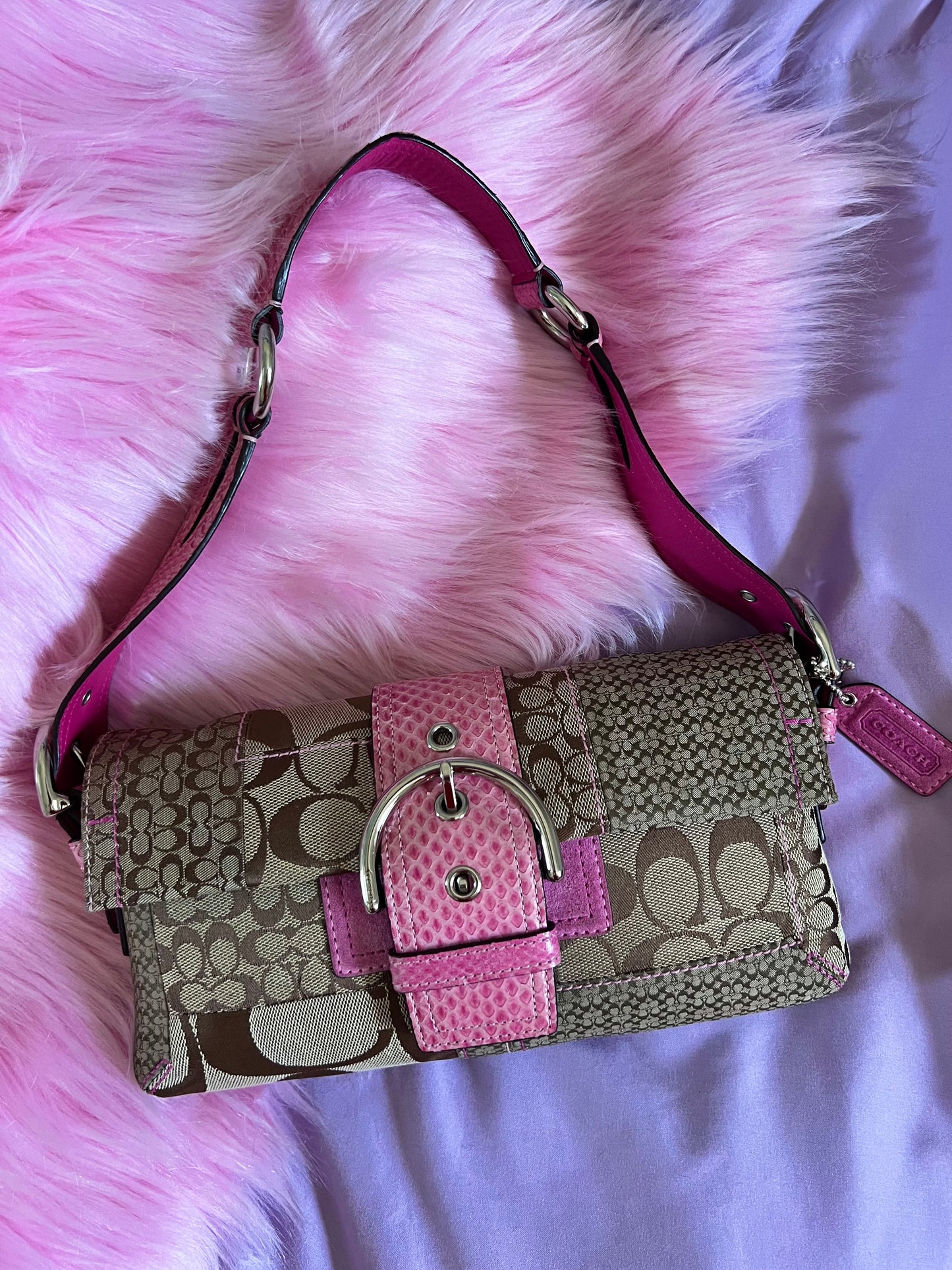 '05 Duotone Monogram COACH Flap Bag