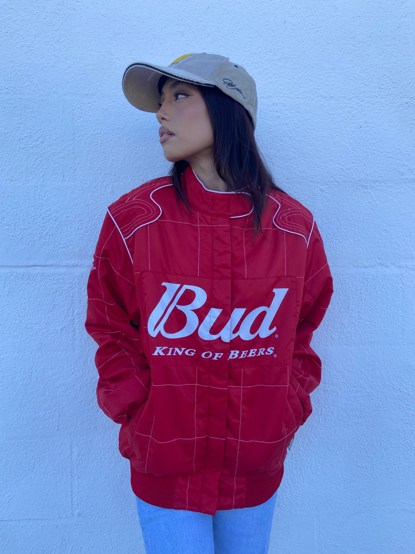 Red Dale Earnhardt Jr. Budweiser NASCAR Jacket - L