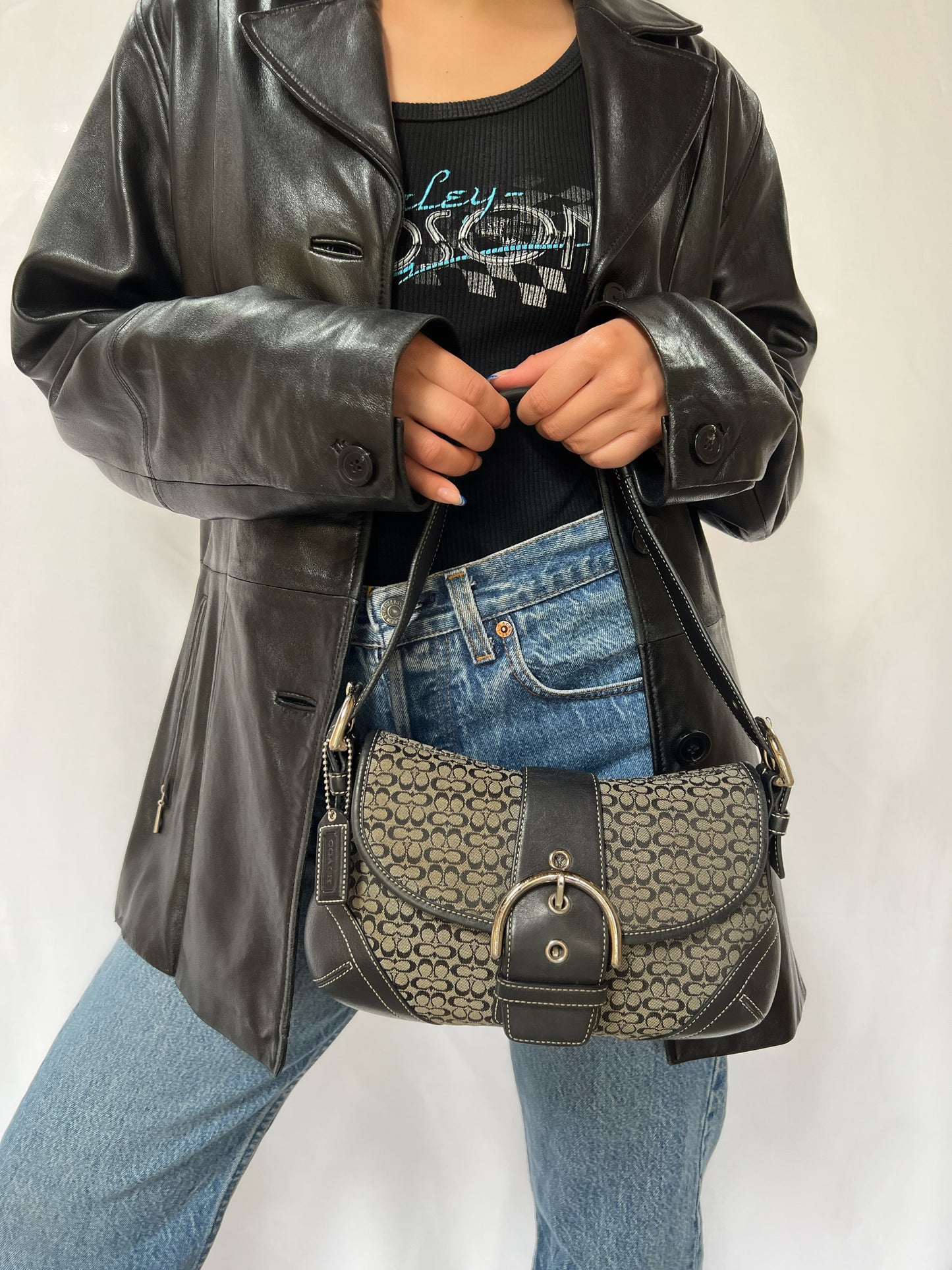 '04 Black Monogram COACH Flap Bag