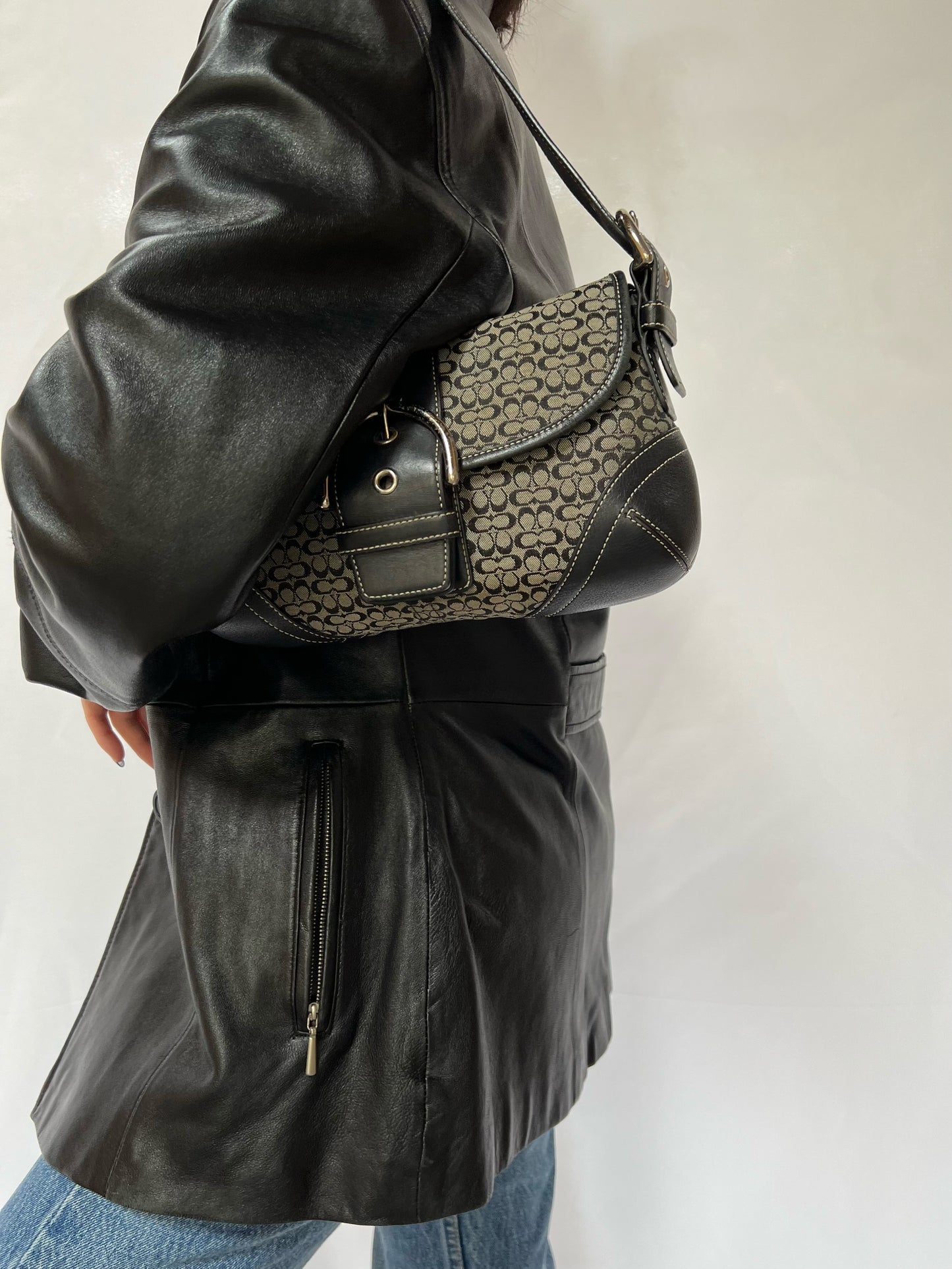 '04 Black Monogram COACH Flap Bag