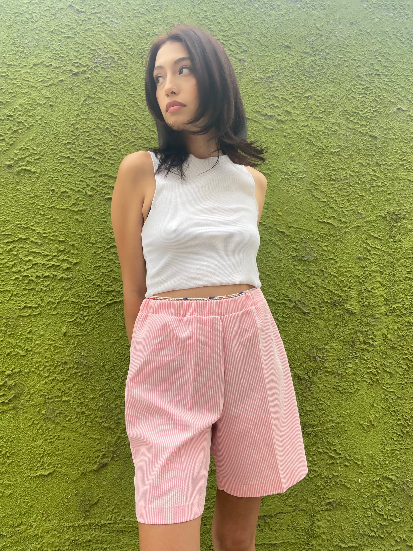 Pink/White Striped Casual Shorts - 26"
