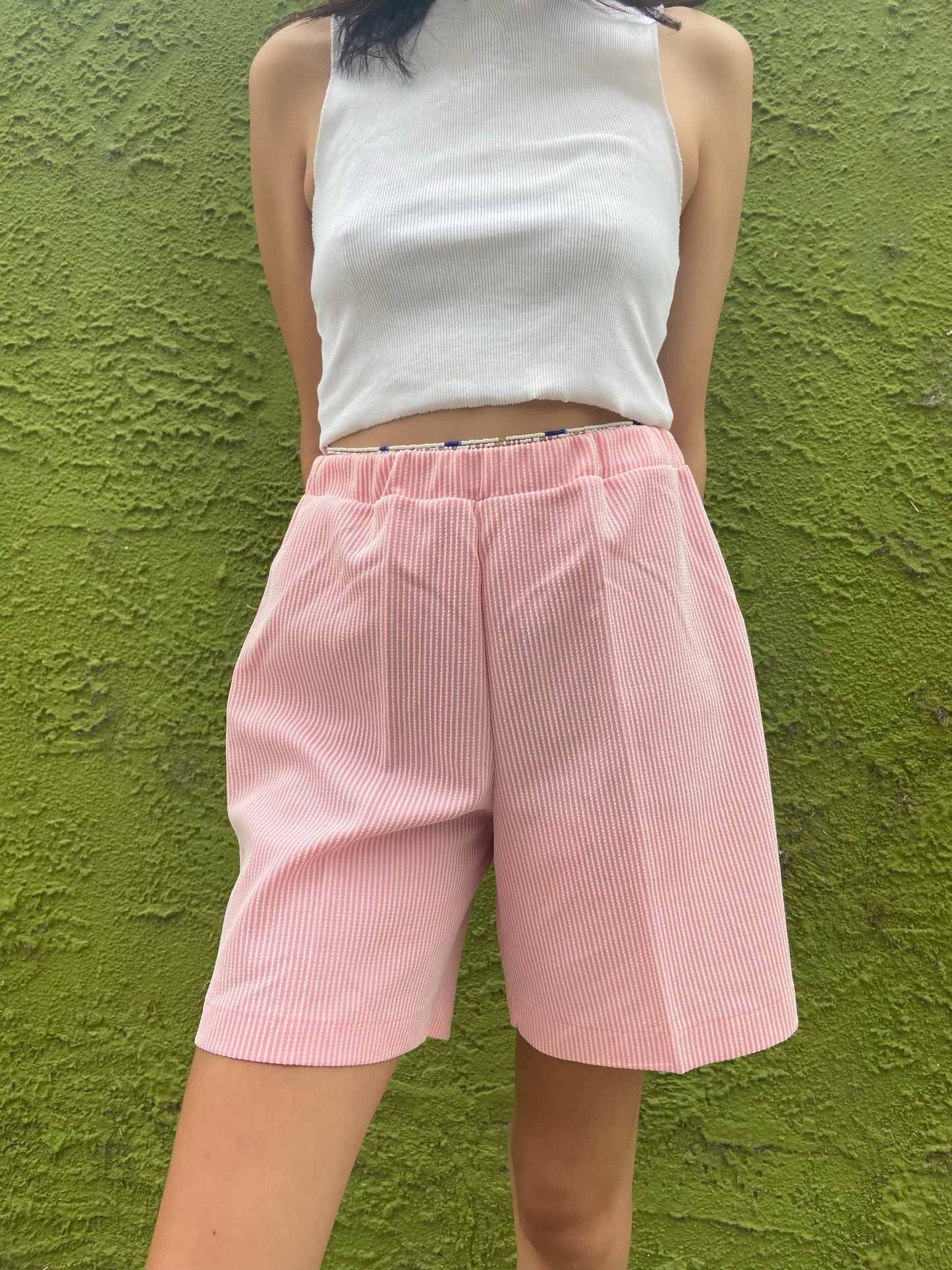 Pink/White Striped Casual Shorts - 26"