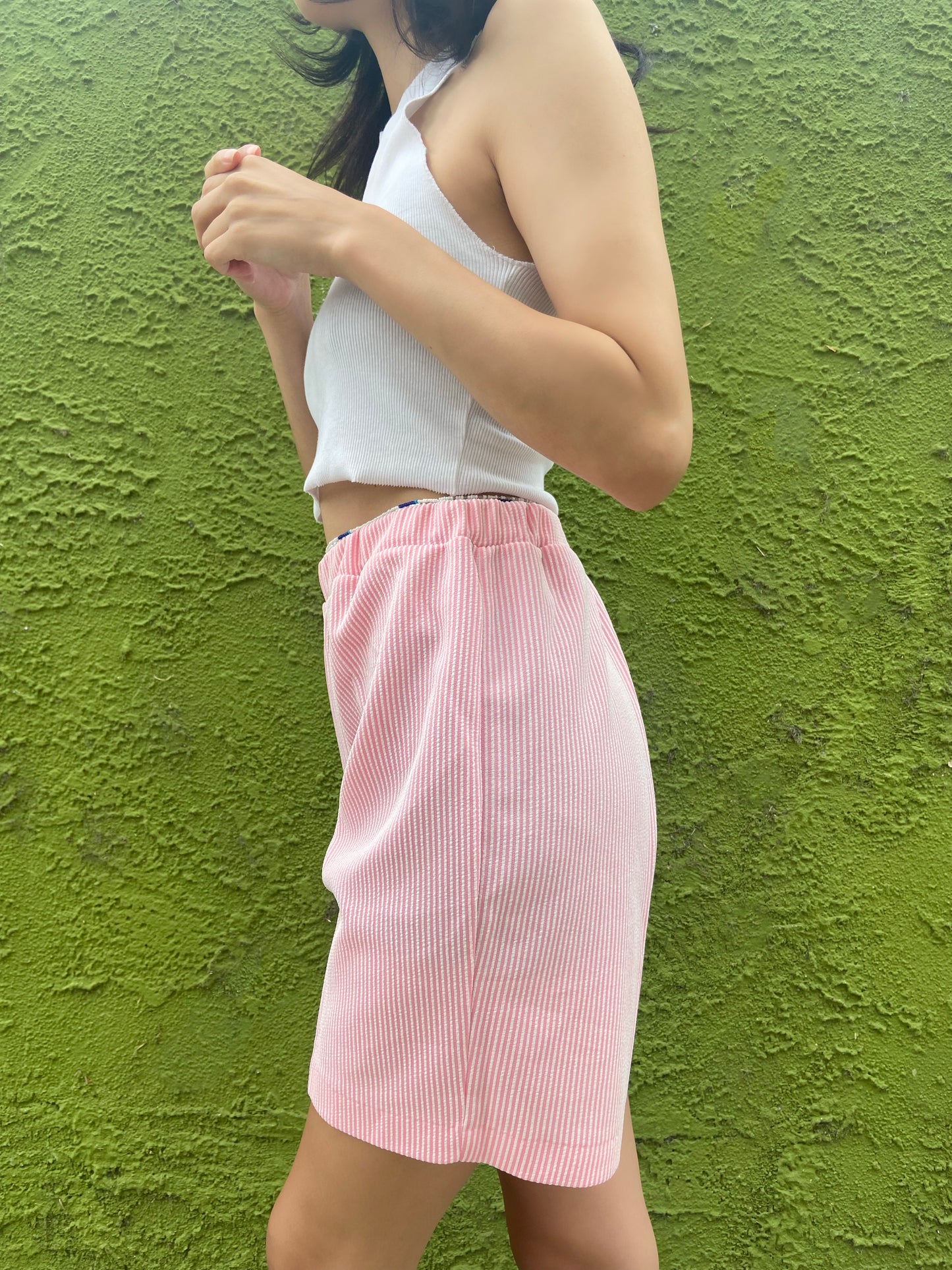 Pink/White Striped Casual Shorts - 26"