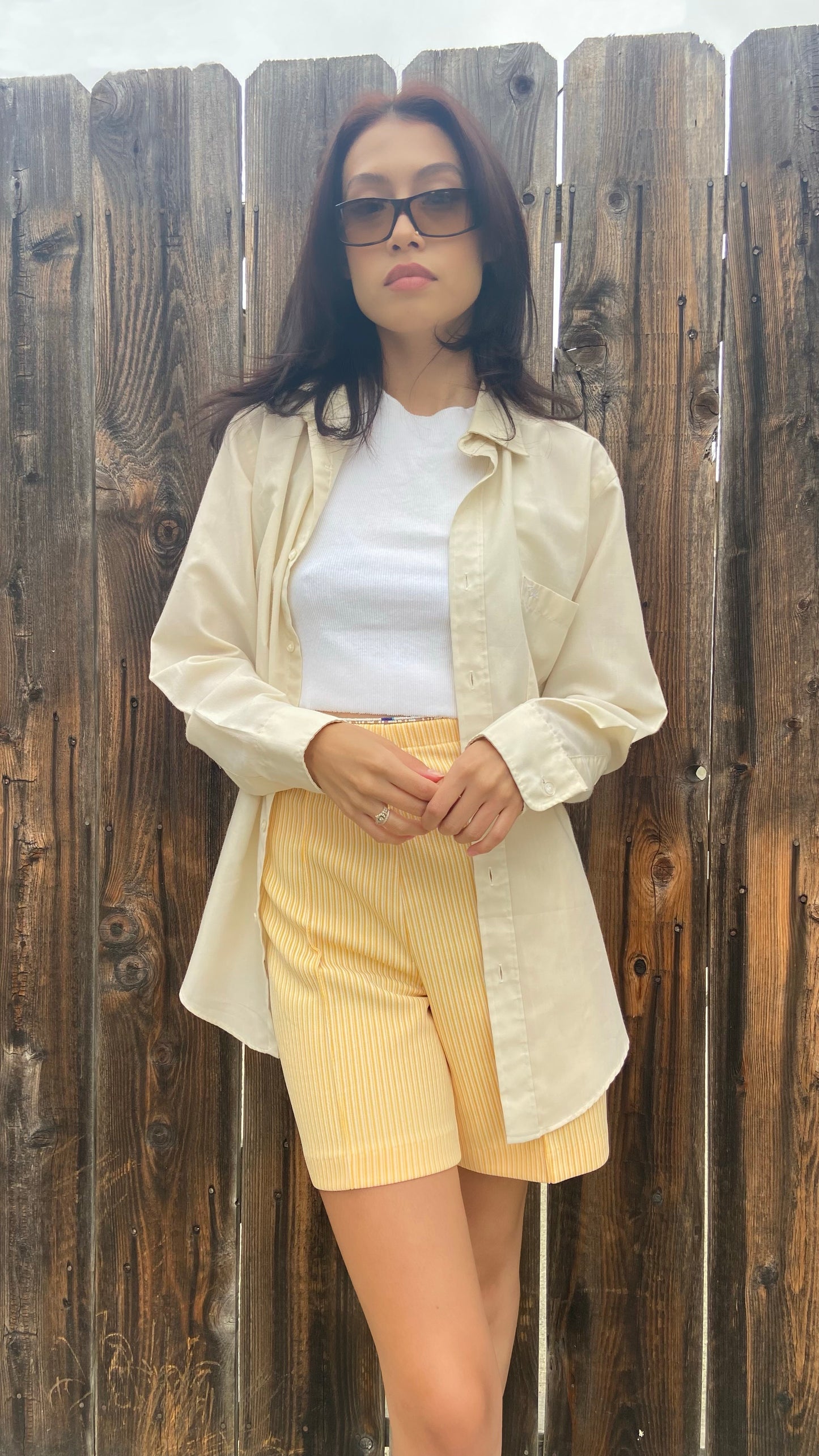 Beige Oscar de la Renta Button Up Top