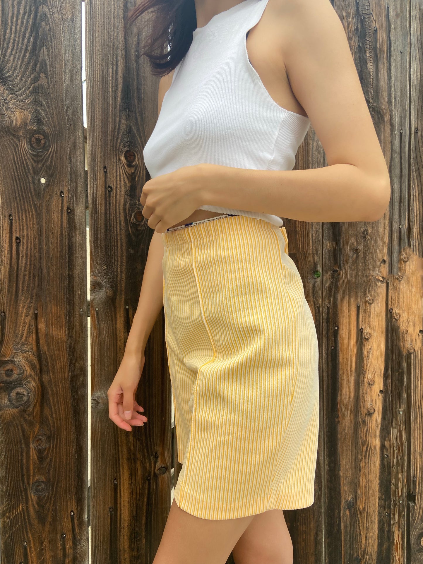 Yellow/White Striped Casual Shorts - 29"