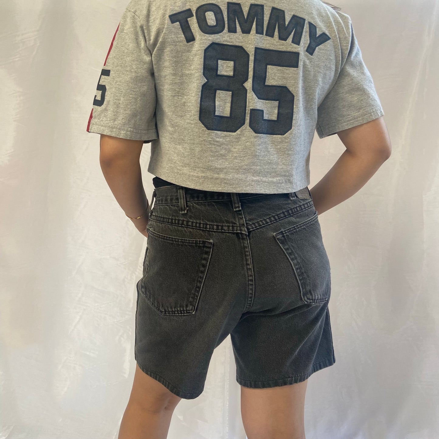 black wrangler denim shorts