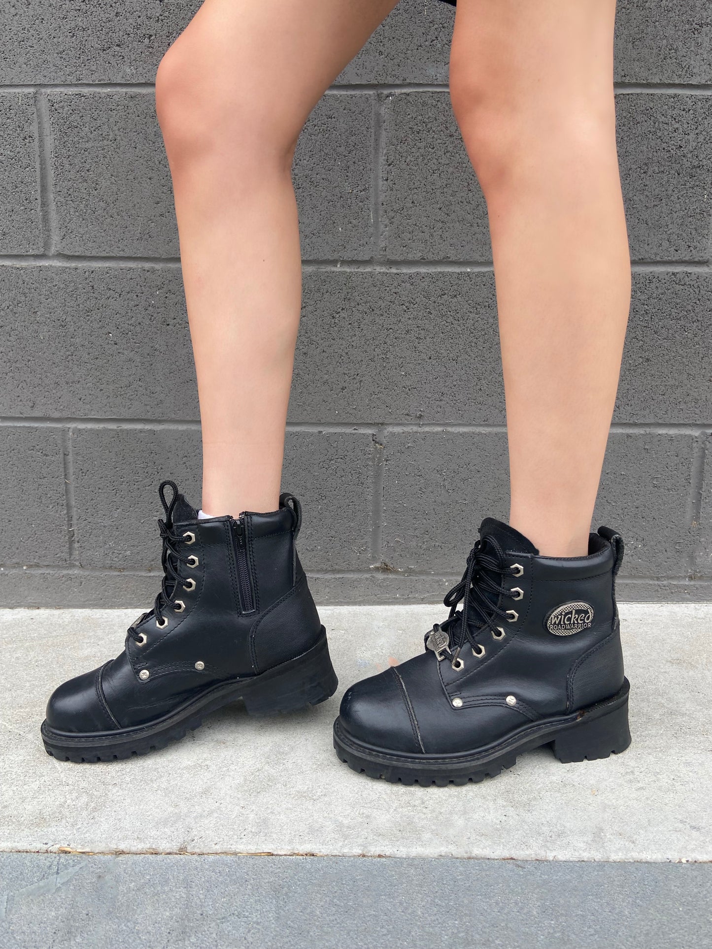 Black Platform Combat Boots - 7/8