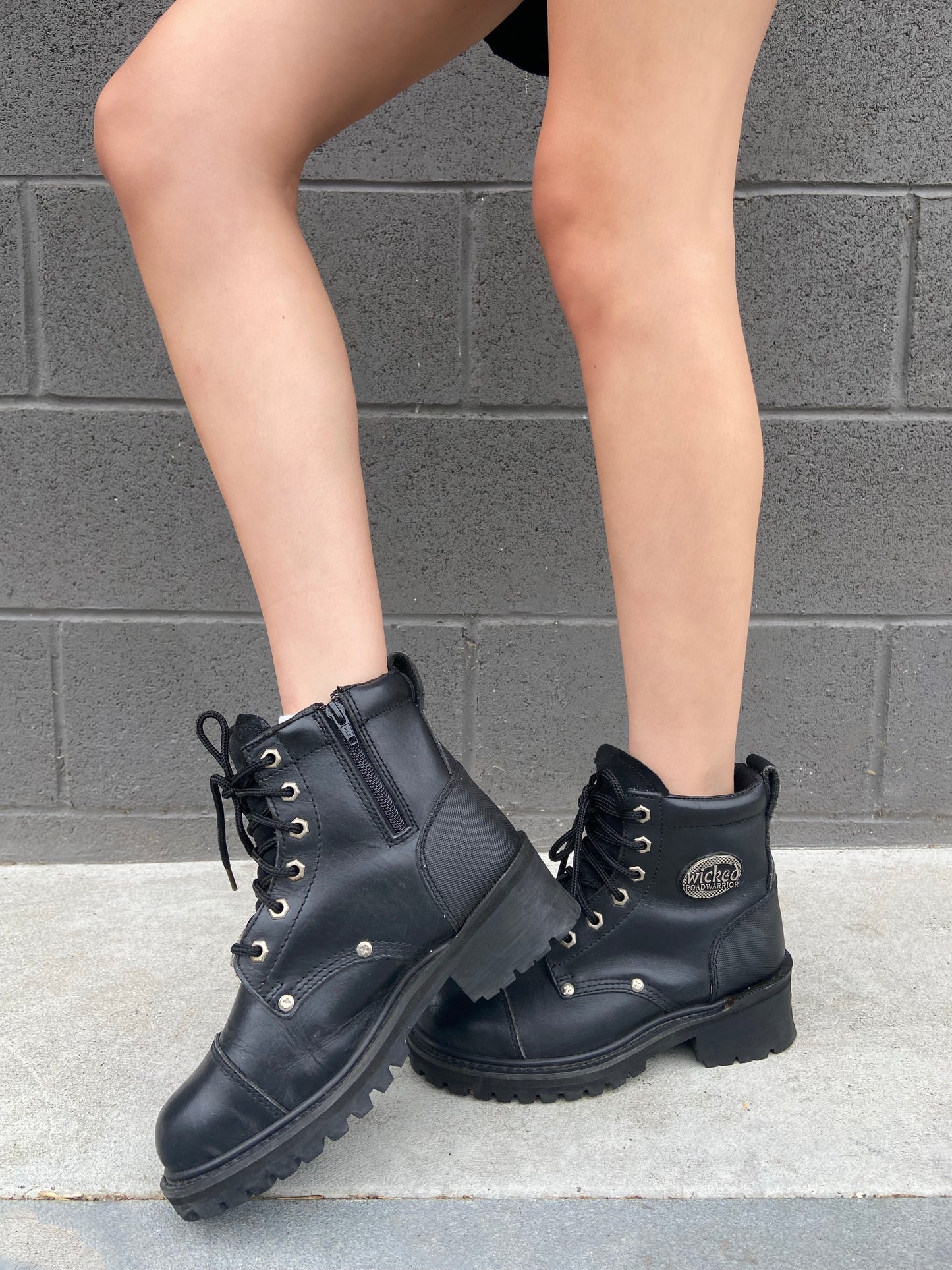 Black Platform Combat Boots - 7/8