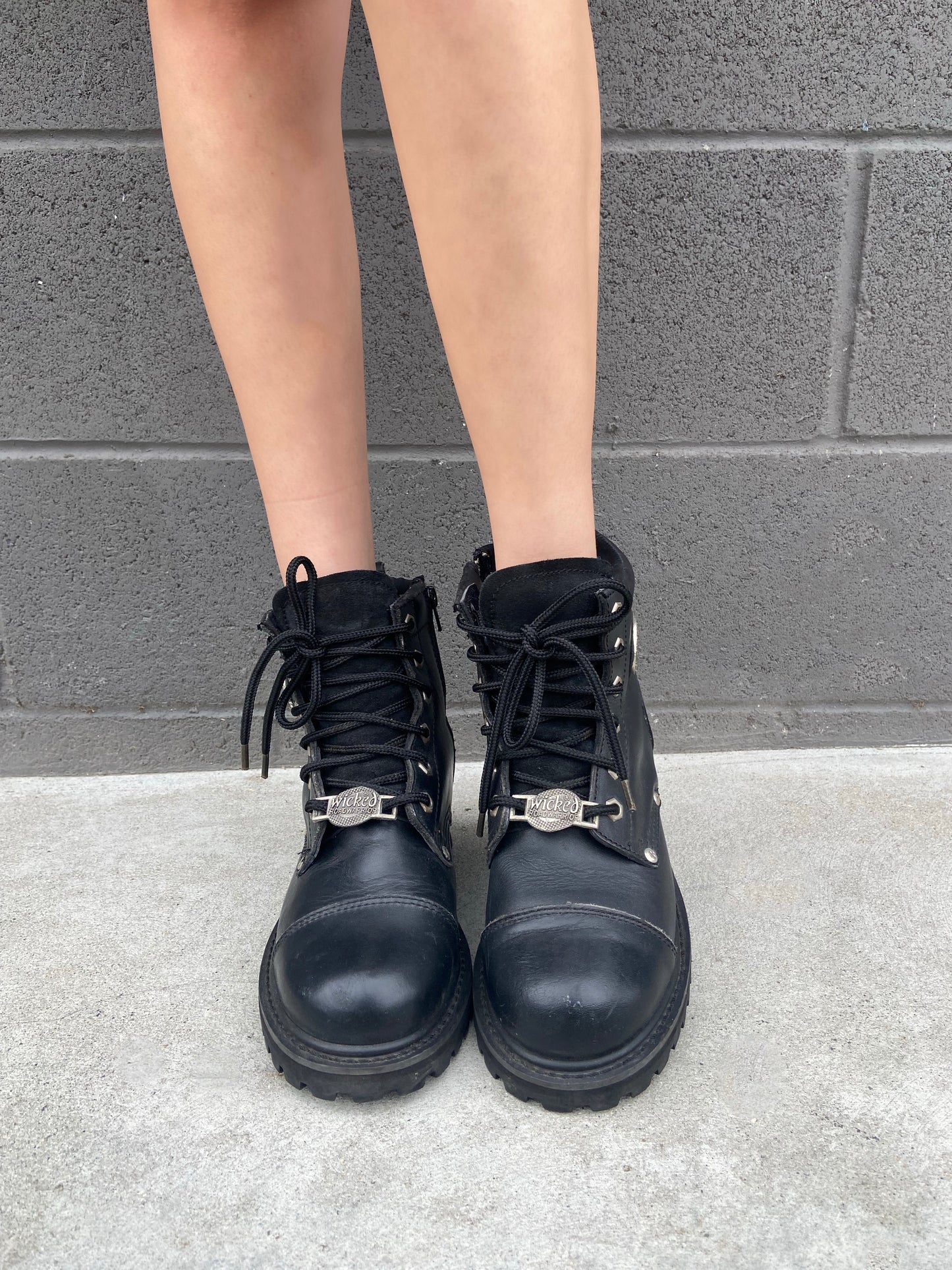 Black Platform Combat Boots - 7/8