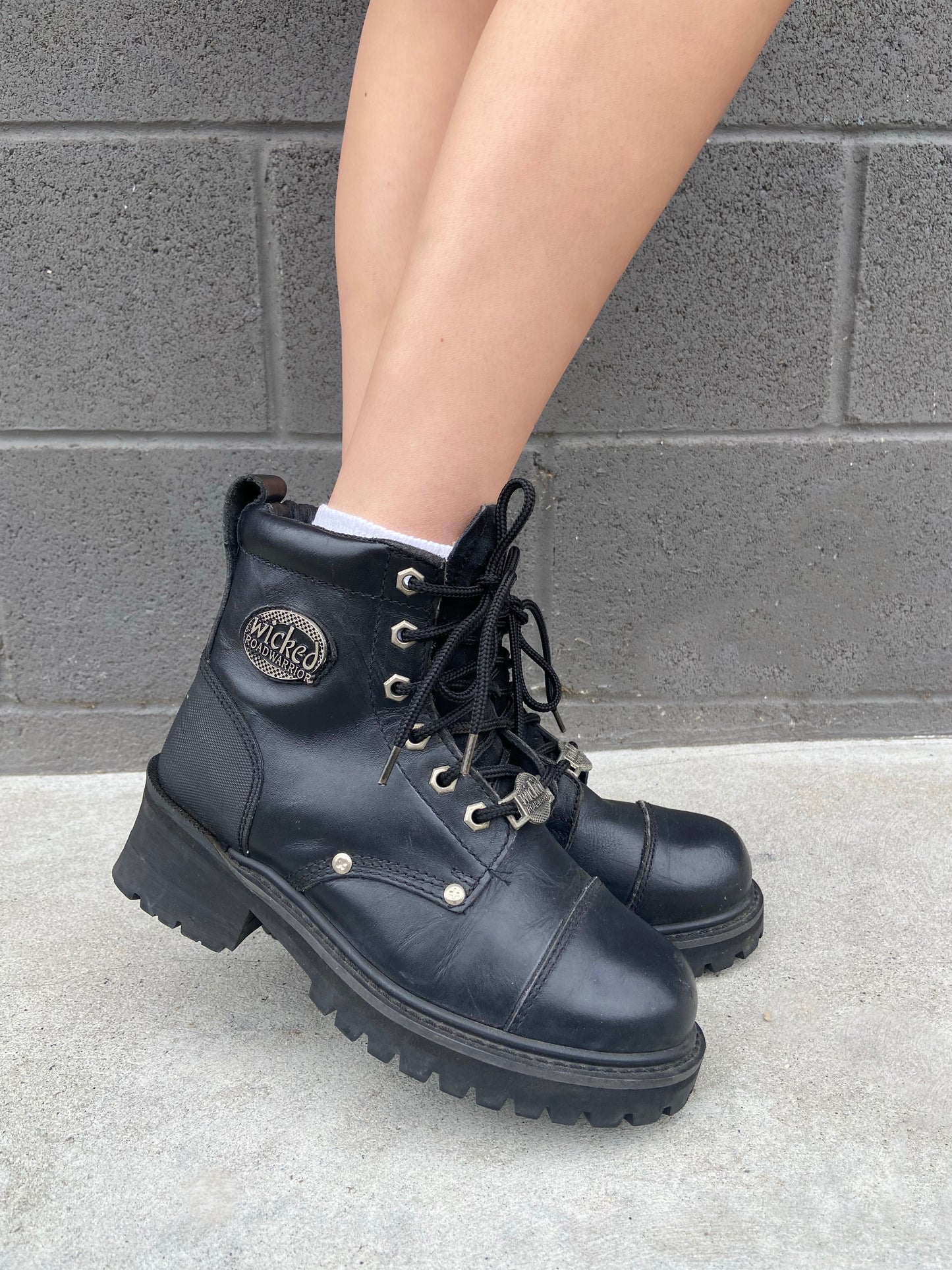 Black Platform Combat Boots - 7/8